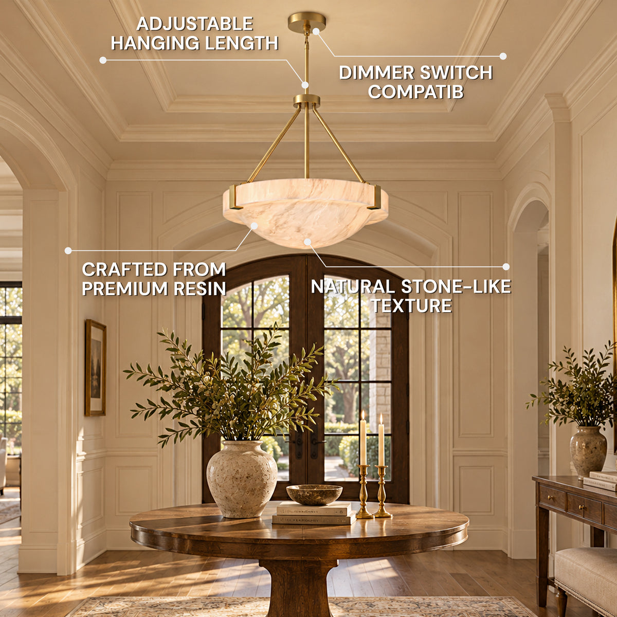 Noverelle Resin Dome Chandelier 18"-30"D