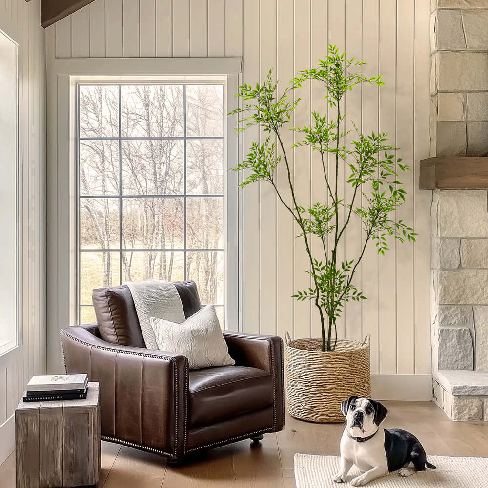 Faux Nandina Tree 83"H