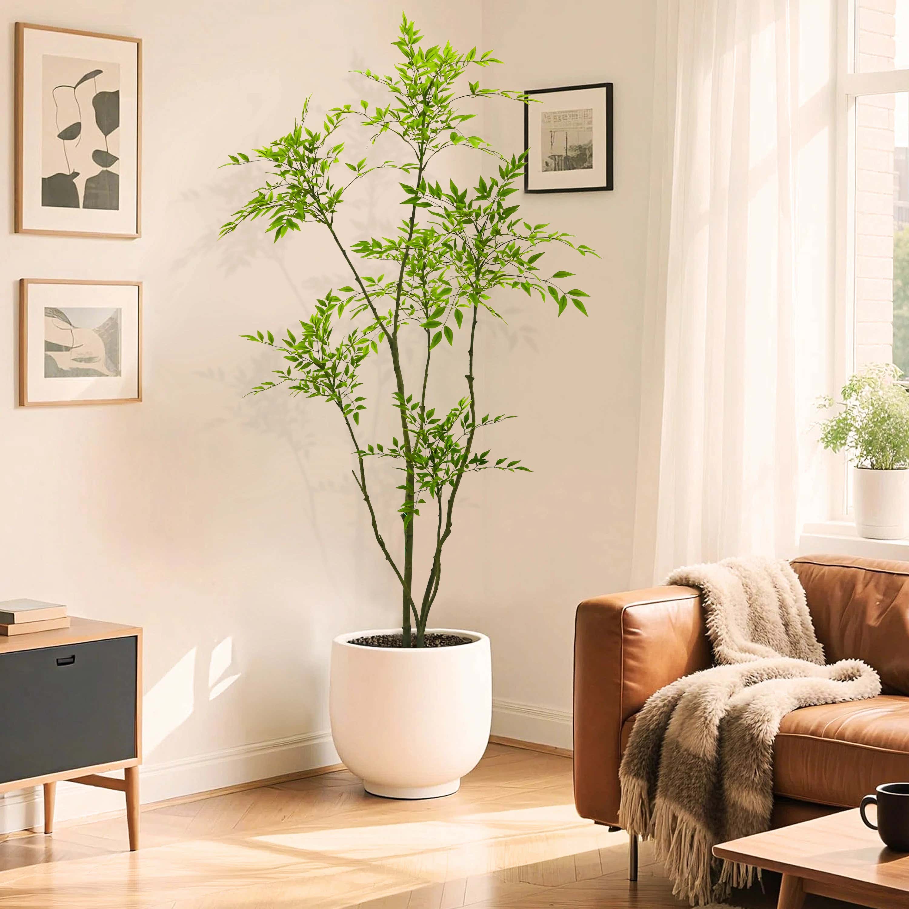 Faux Nandina Tree 71"H