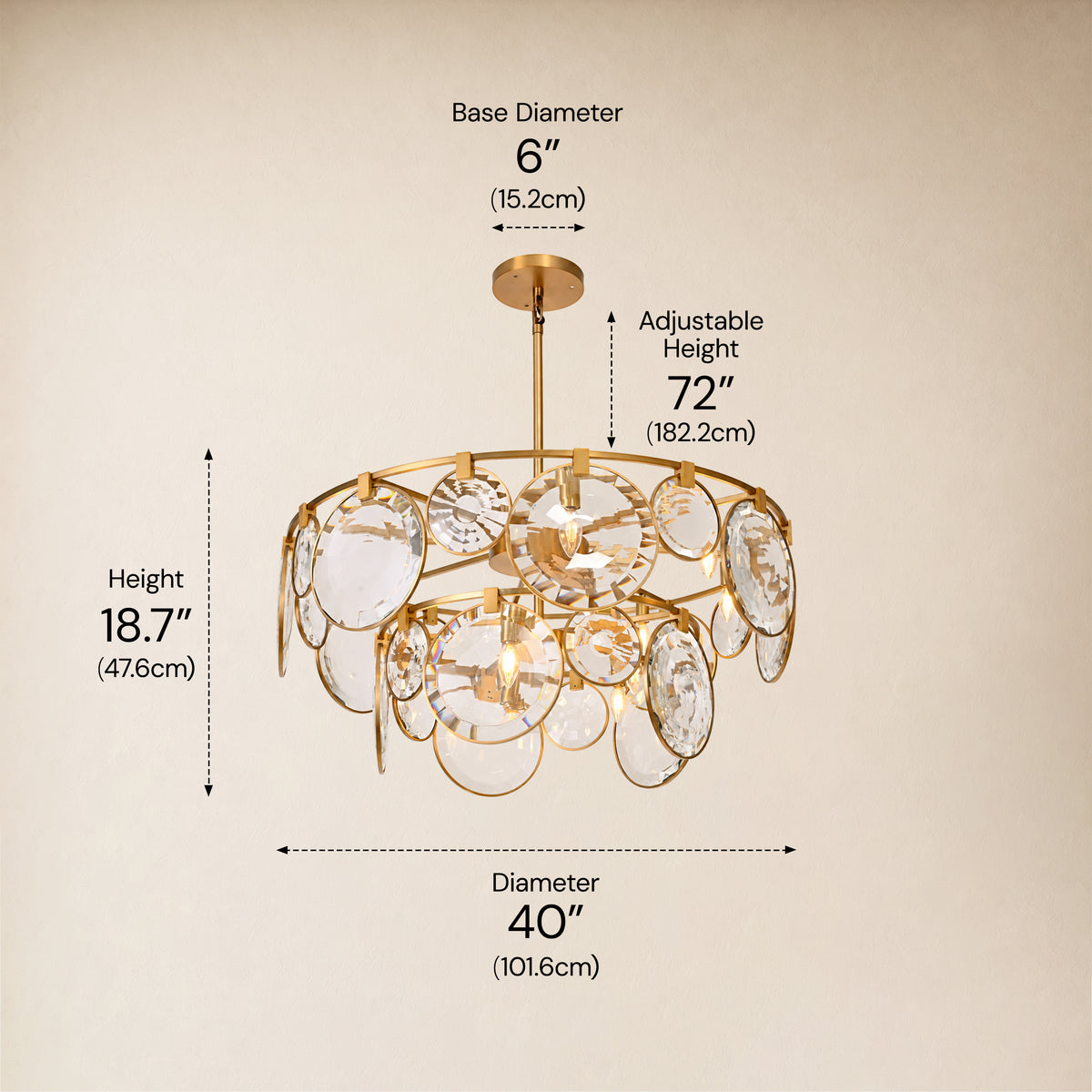 Lucentia Crystal Disc Round Chandelier 40"D
