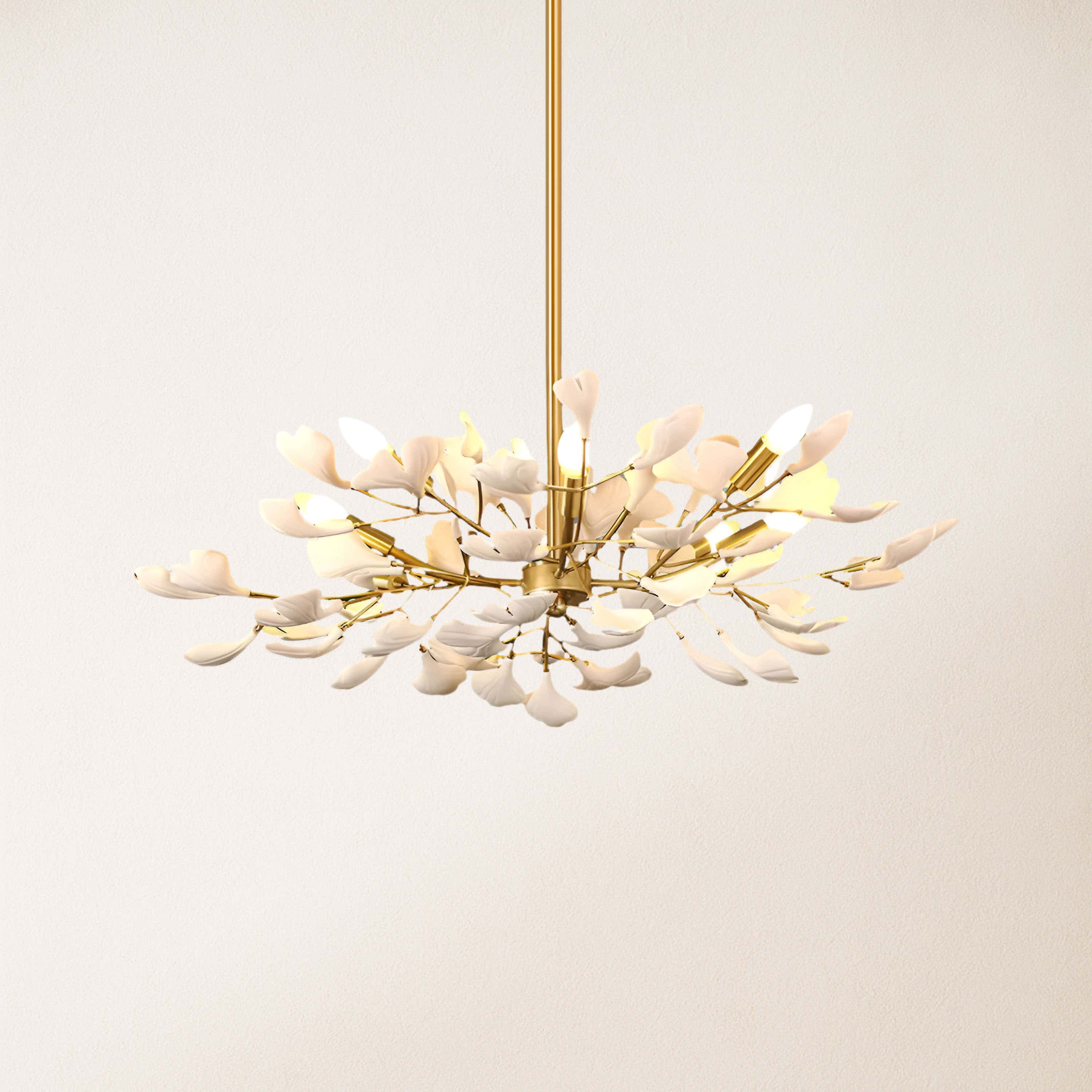 Twilight Branches Ceramic Ginkgo Chandelier 33.5″D