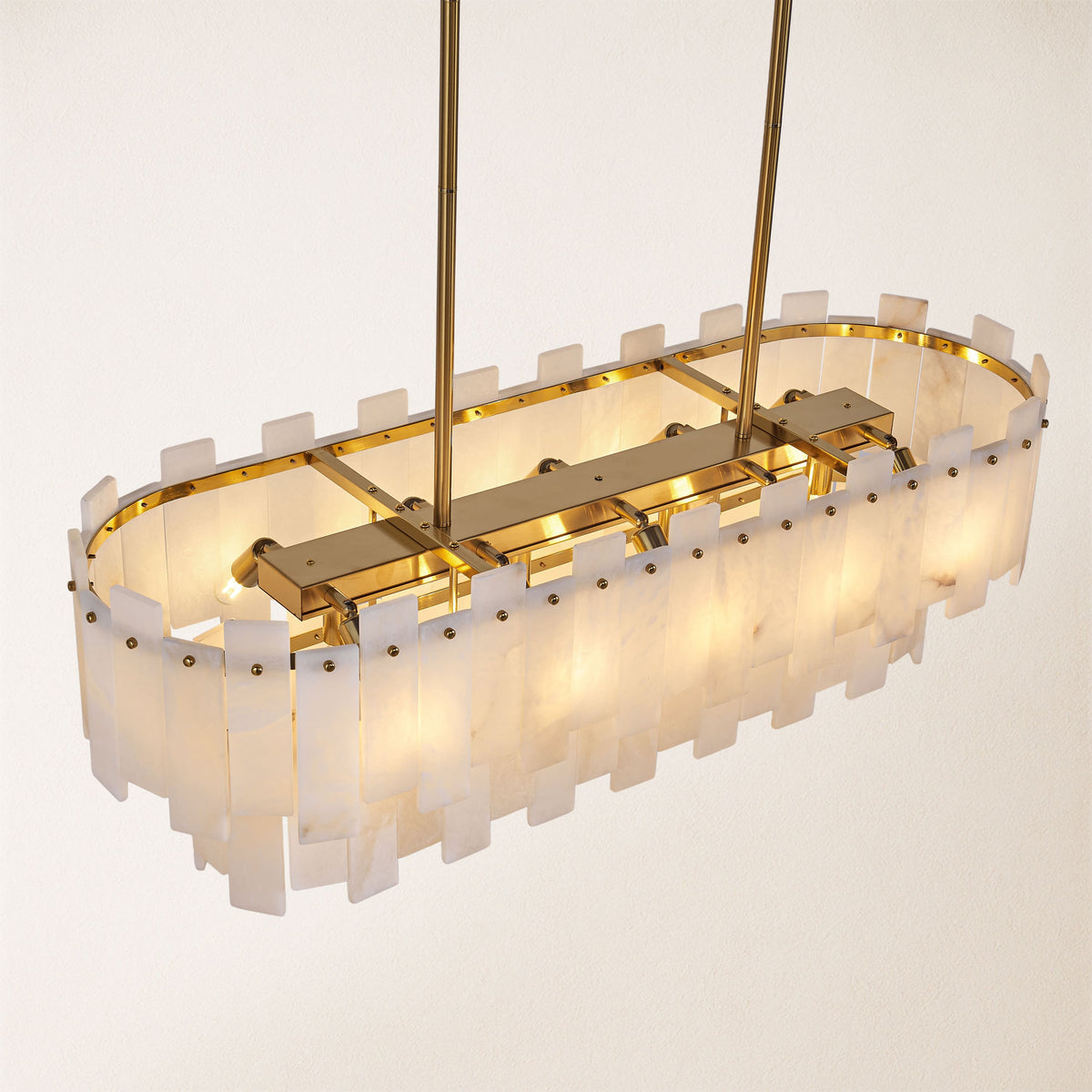 Nivislight Alabaster 2-Tier Rectangular Chandelier 40"D