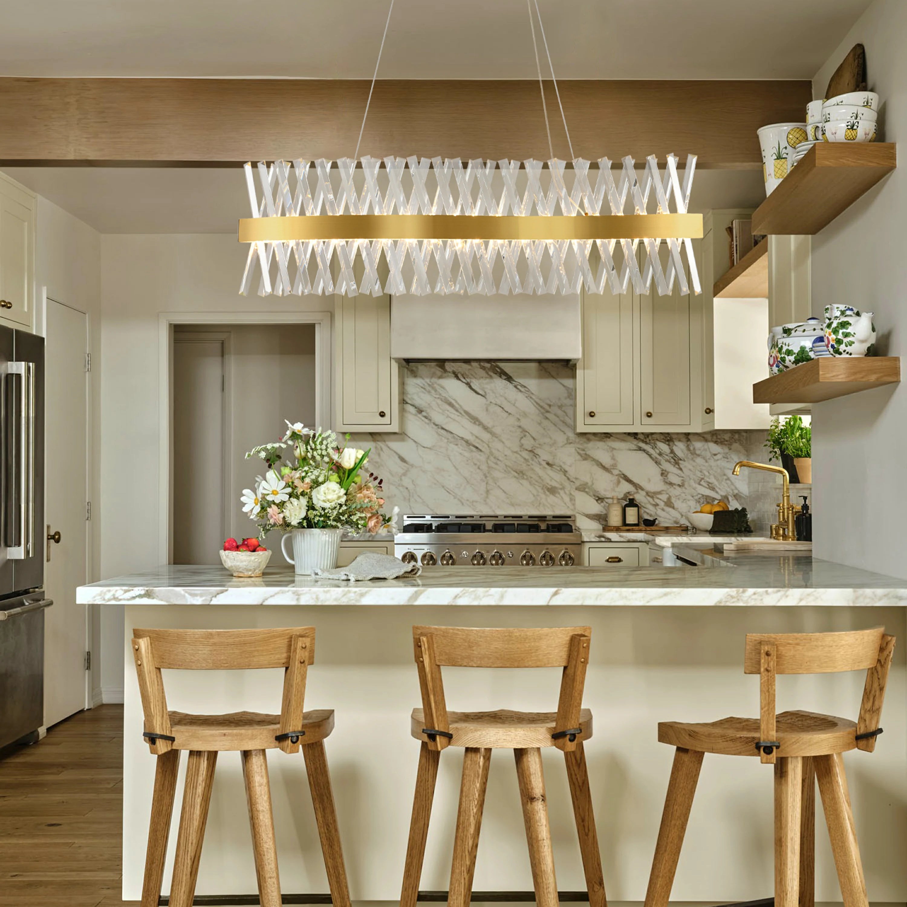 Vetro Prism Crystal Rectangular Chandelier 40"