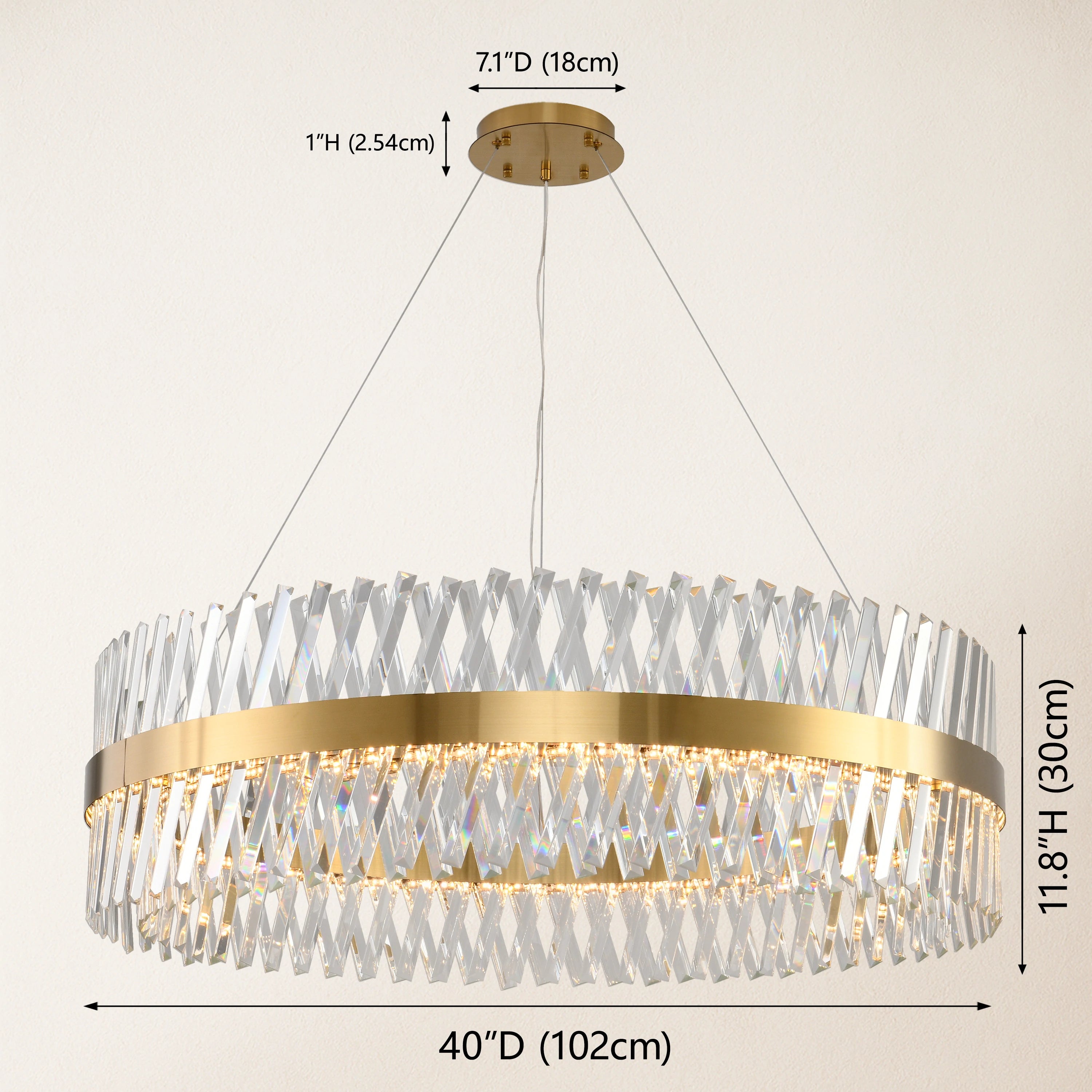Vetro Prism Crystal Round Chandelier 40"D