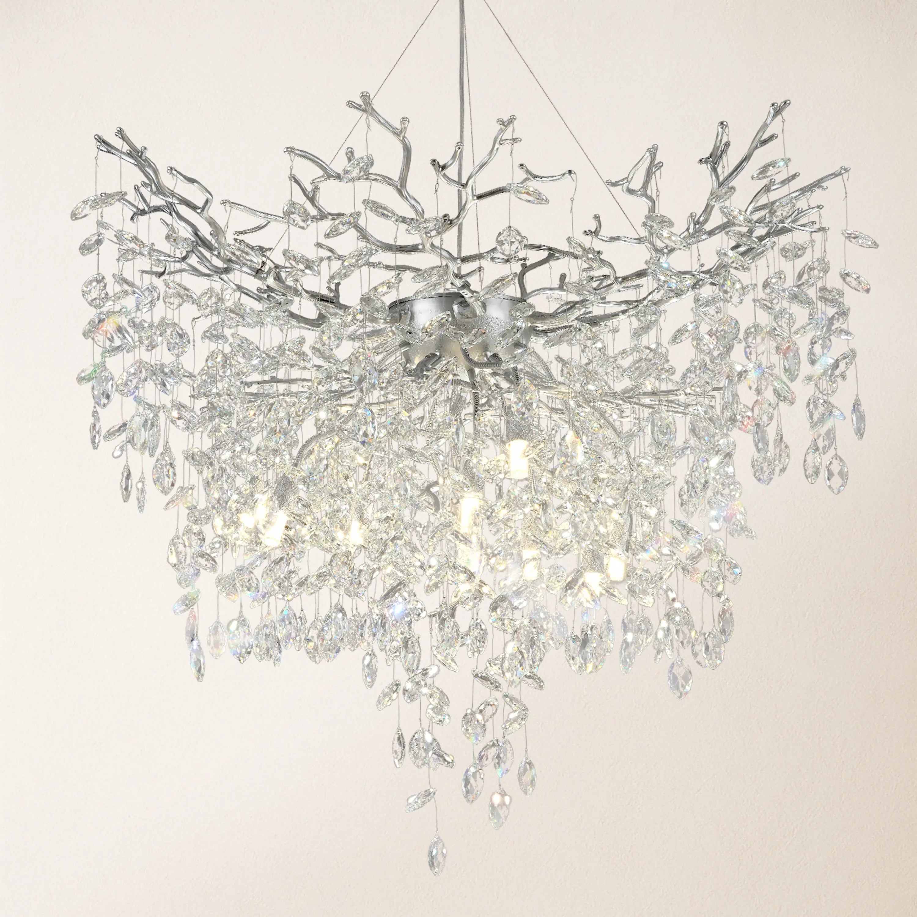Frostleaf Crystal Grand Cascade Branches Chandelier 40"