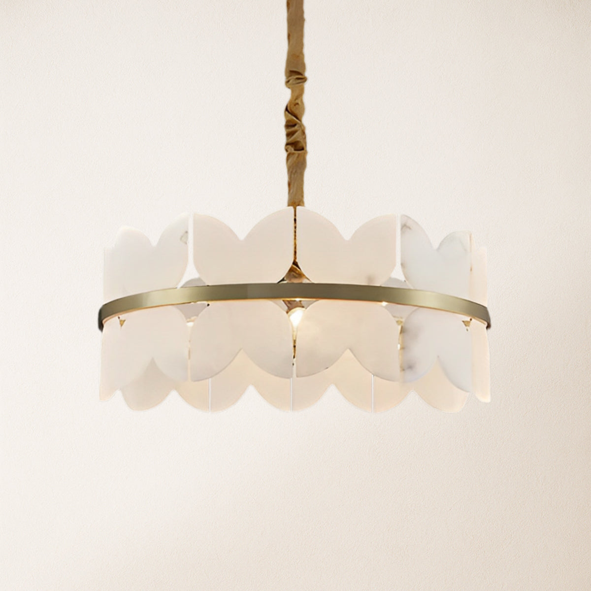 Cloudscape Alabaster Brass 1-Layer Chandelier 24"D