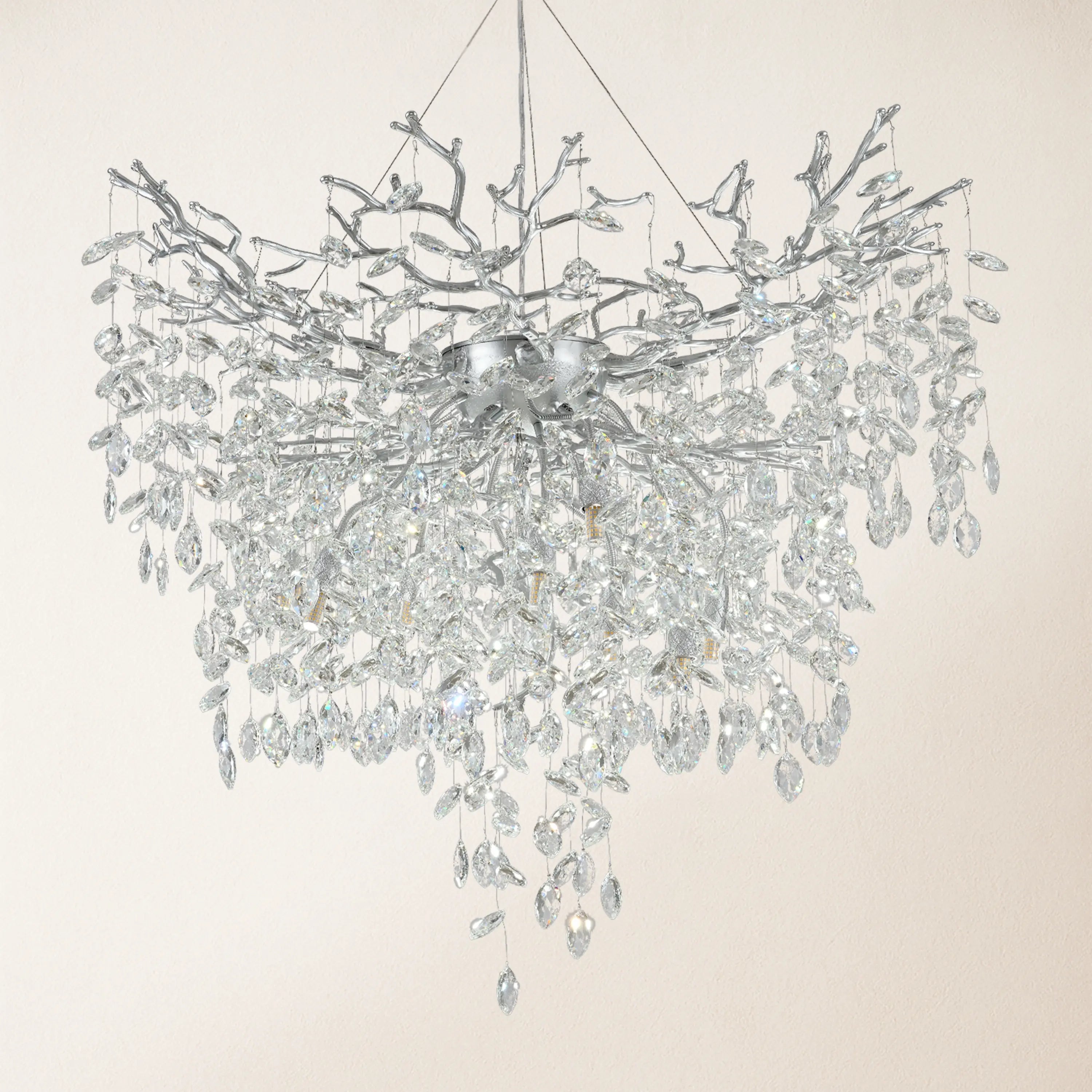 Frostleaf Crystal Grand Cascade Branches Chandelier 40"