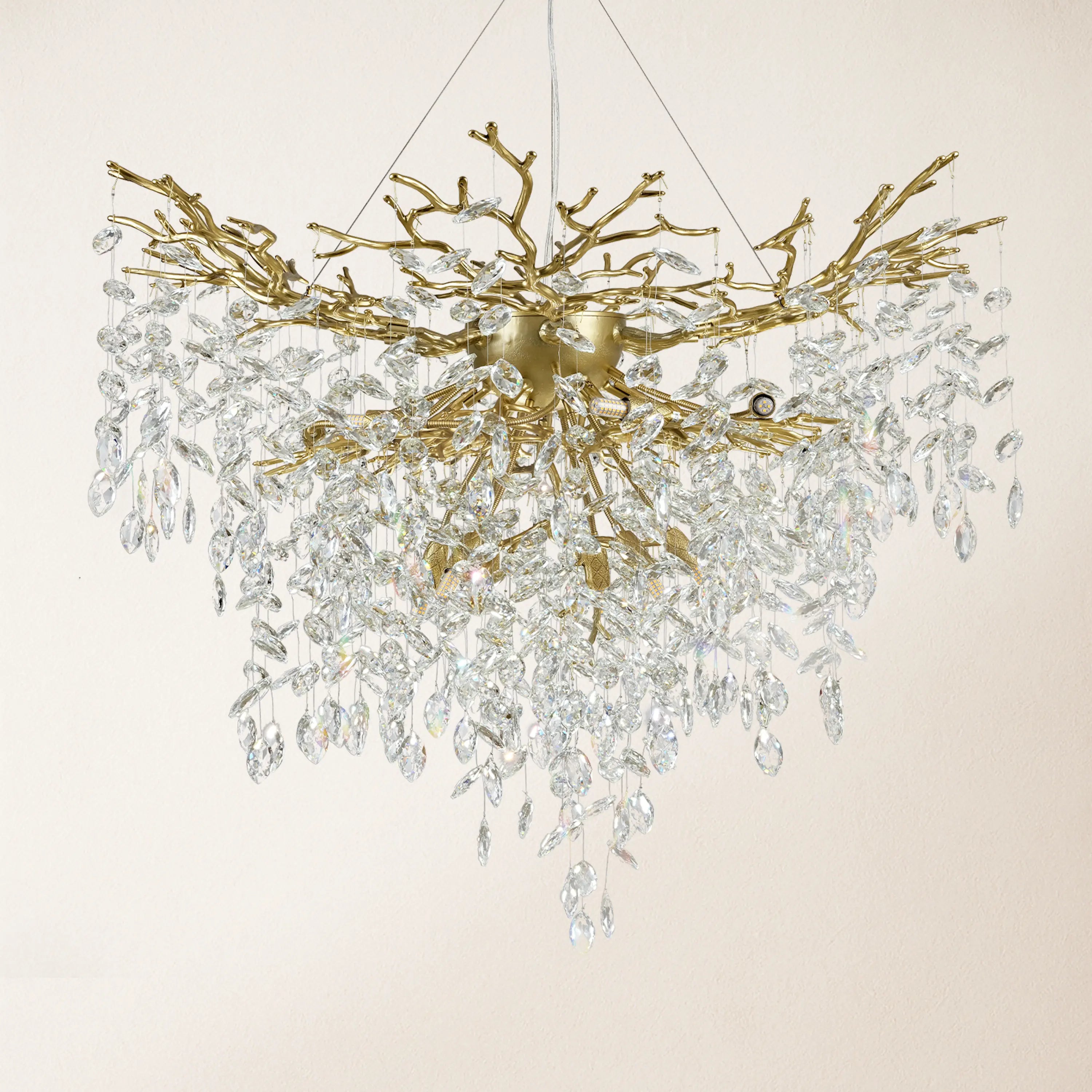 Frostleaf Crystal Grand Cascade Branches Chandelier 40"D#Finish_Gold
