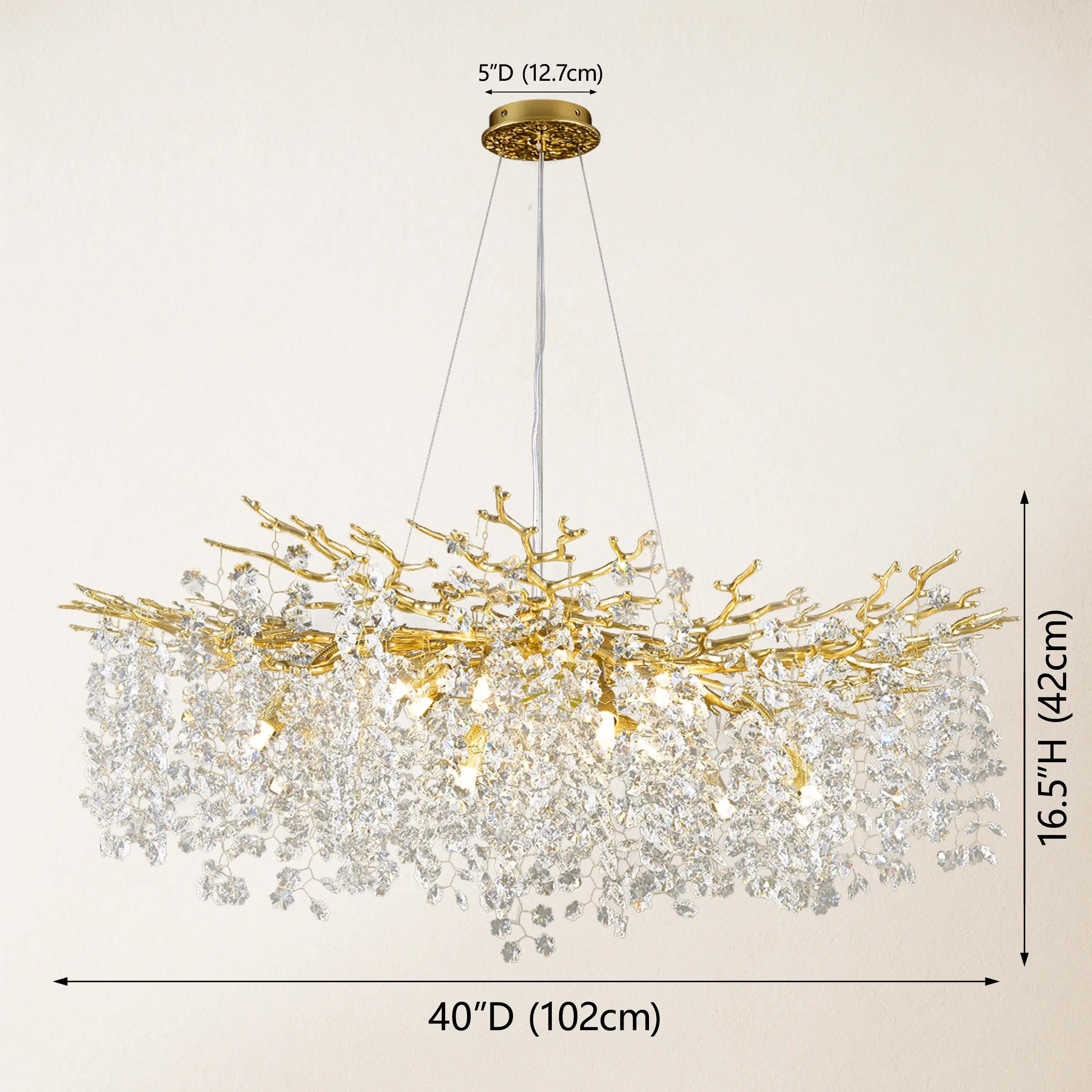Lustre Branches Crystal Round Chandelier for All Rooms 40"D