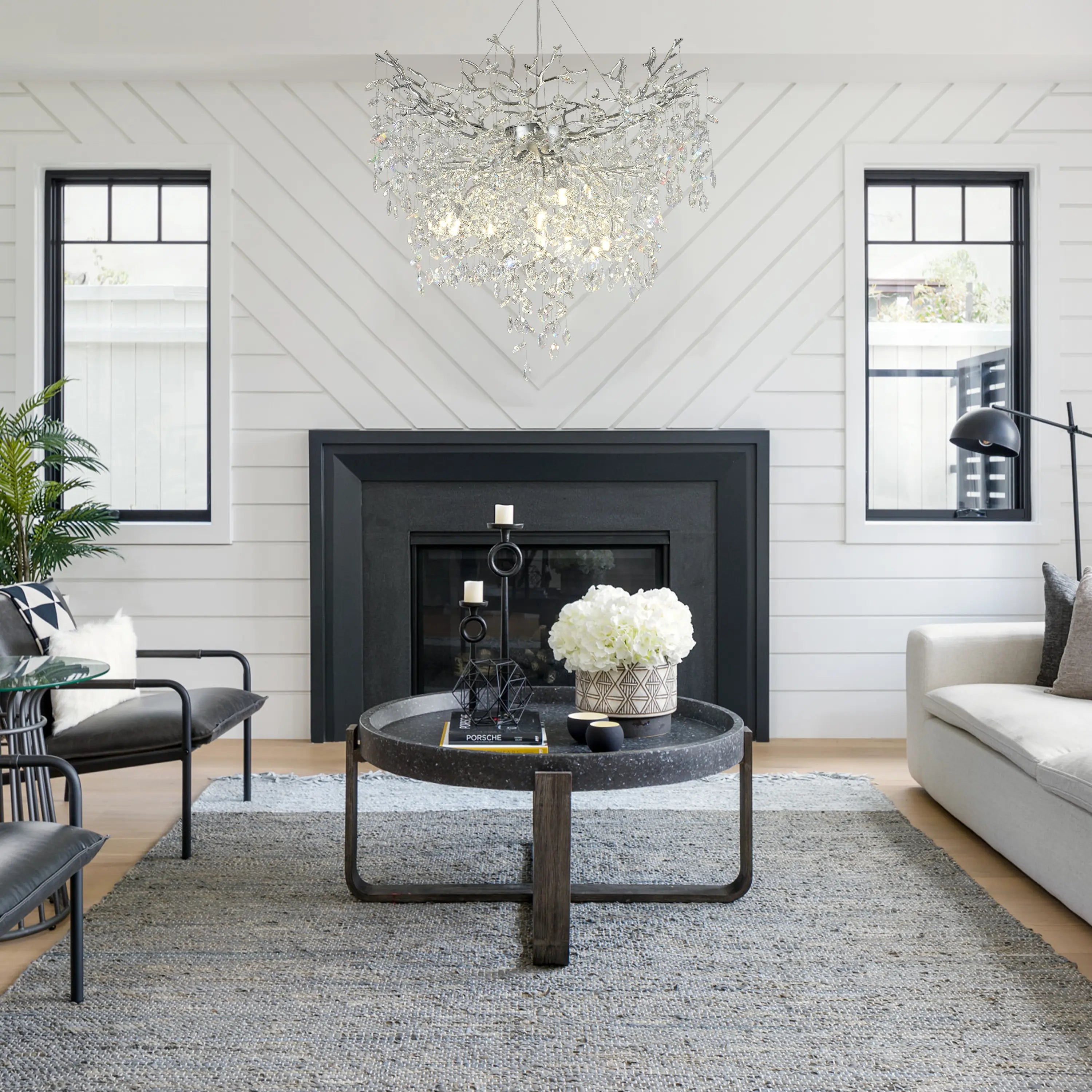 Frostleaf Crystal Grand Cascade Branches Chandelier 40"