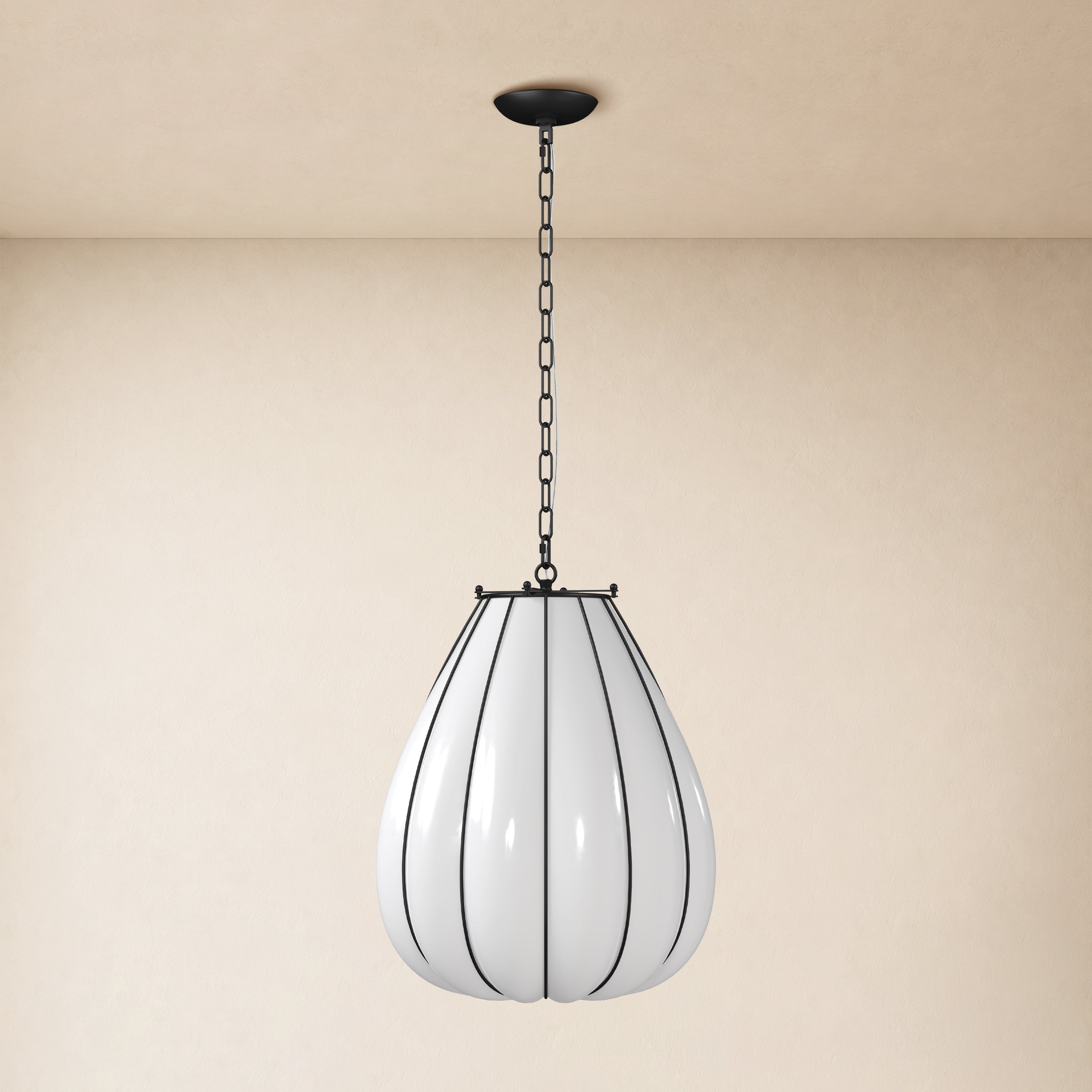Caelvori Glass Ribbed Lantern Pendant 13" 17"D