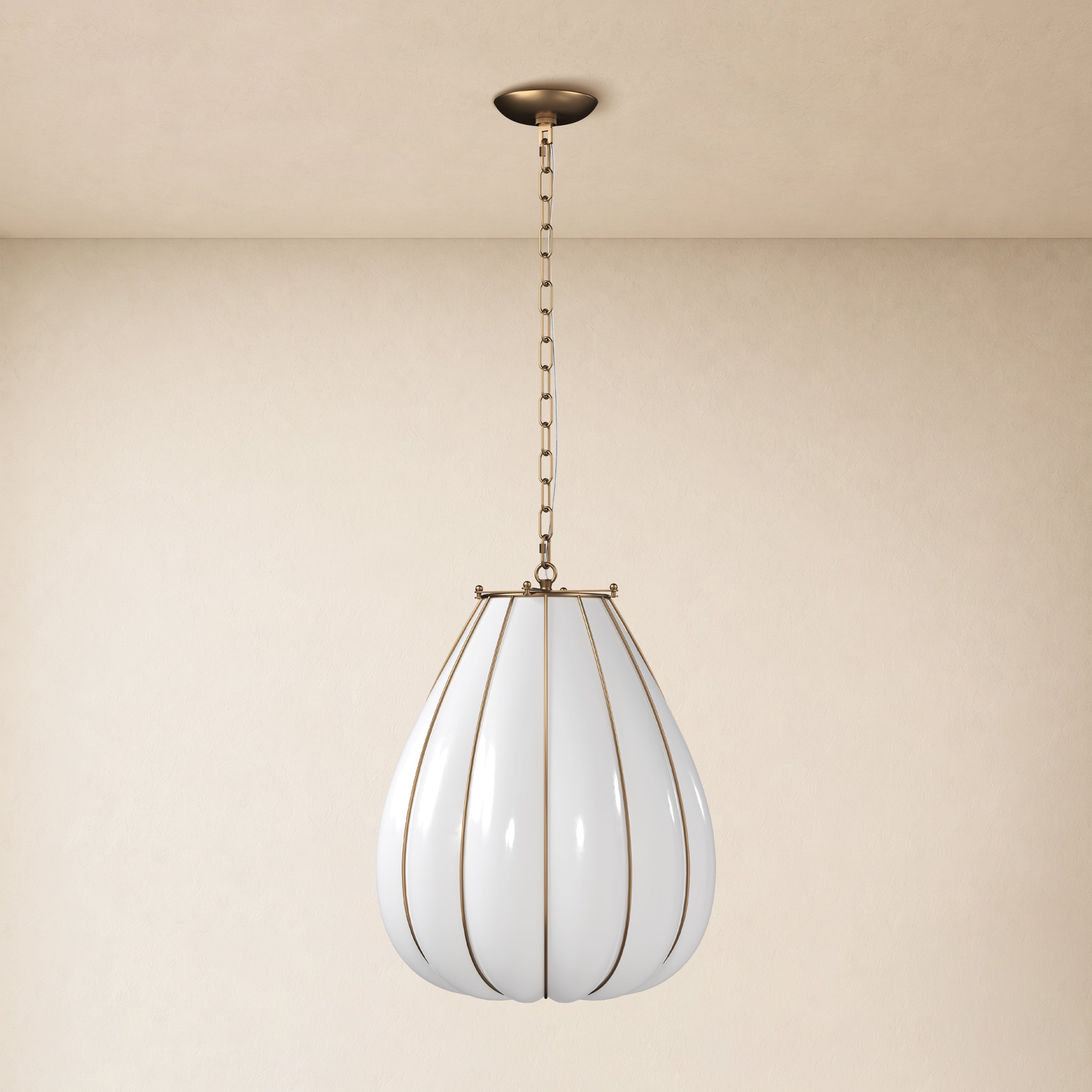 Caelvori Glass Ribbed Lantern Pendant 13" 17"D