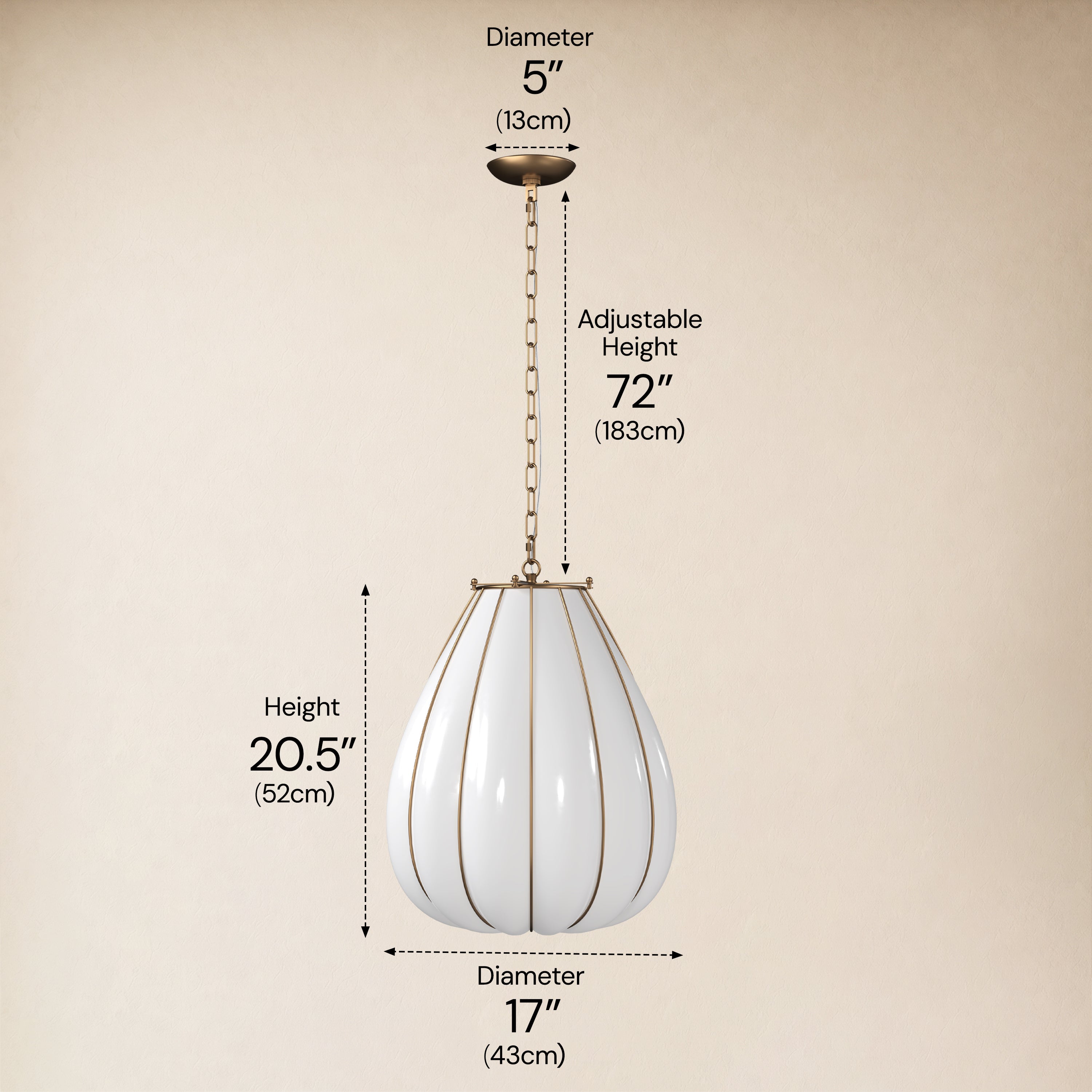Caelvori Glass Ribbed Lantern Pendant 13" 17"D