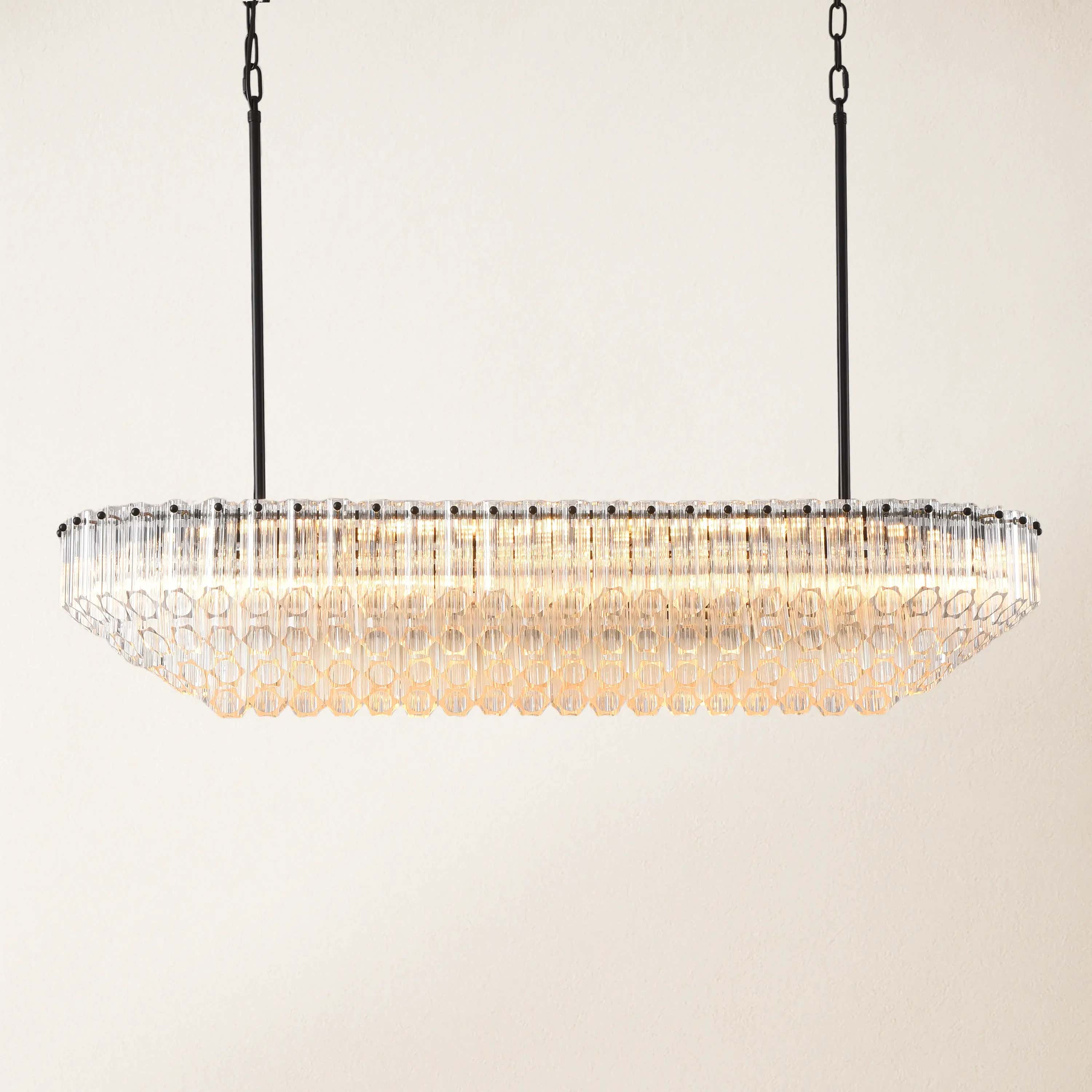 Ethereal Radiance Crystal Rectangular Chandelier 43"L