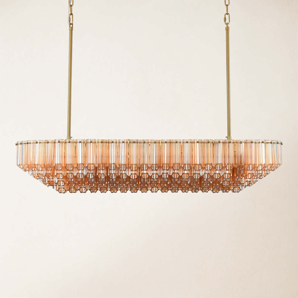 Ethereal Radiance Crystal Rectangular Chandelier 43"L