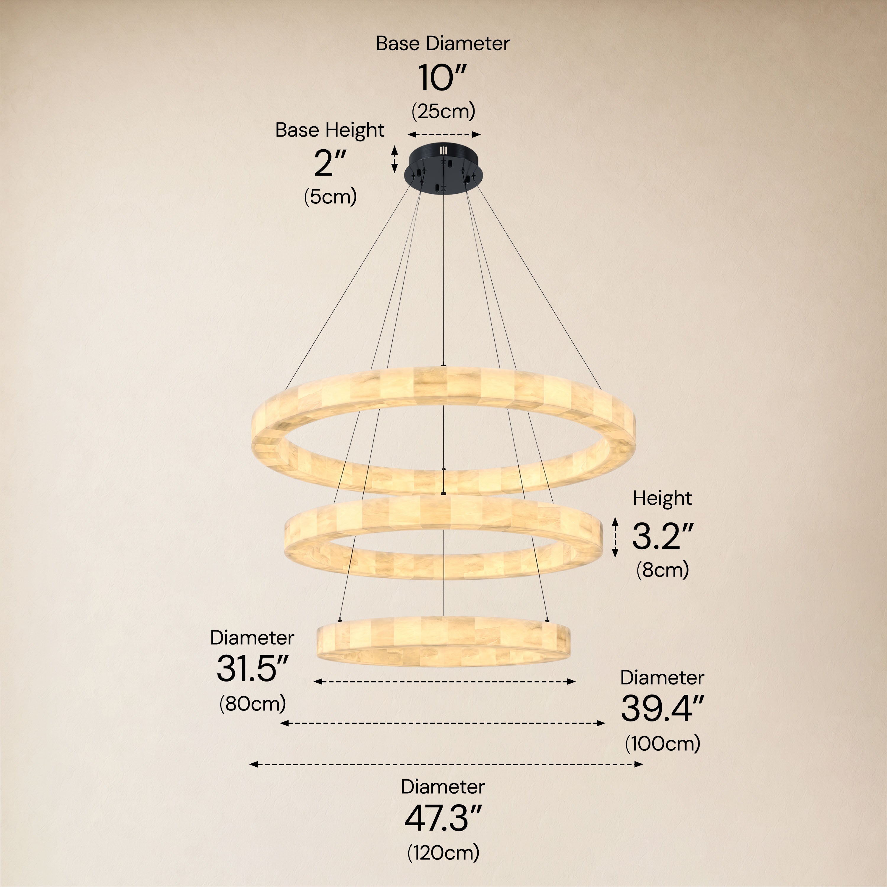 Soluna Alabaster 3 Tiered Custom Round Chandelier