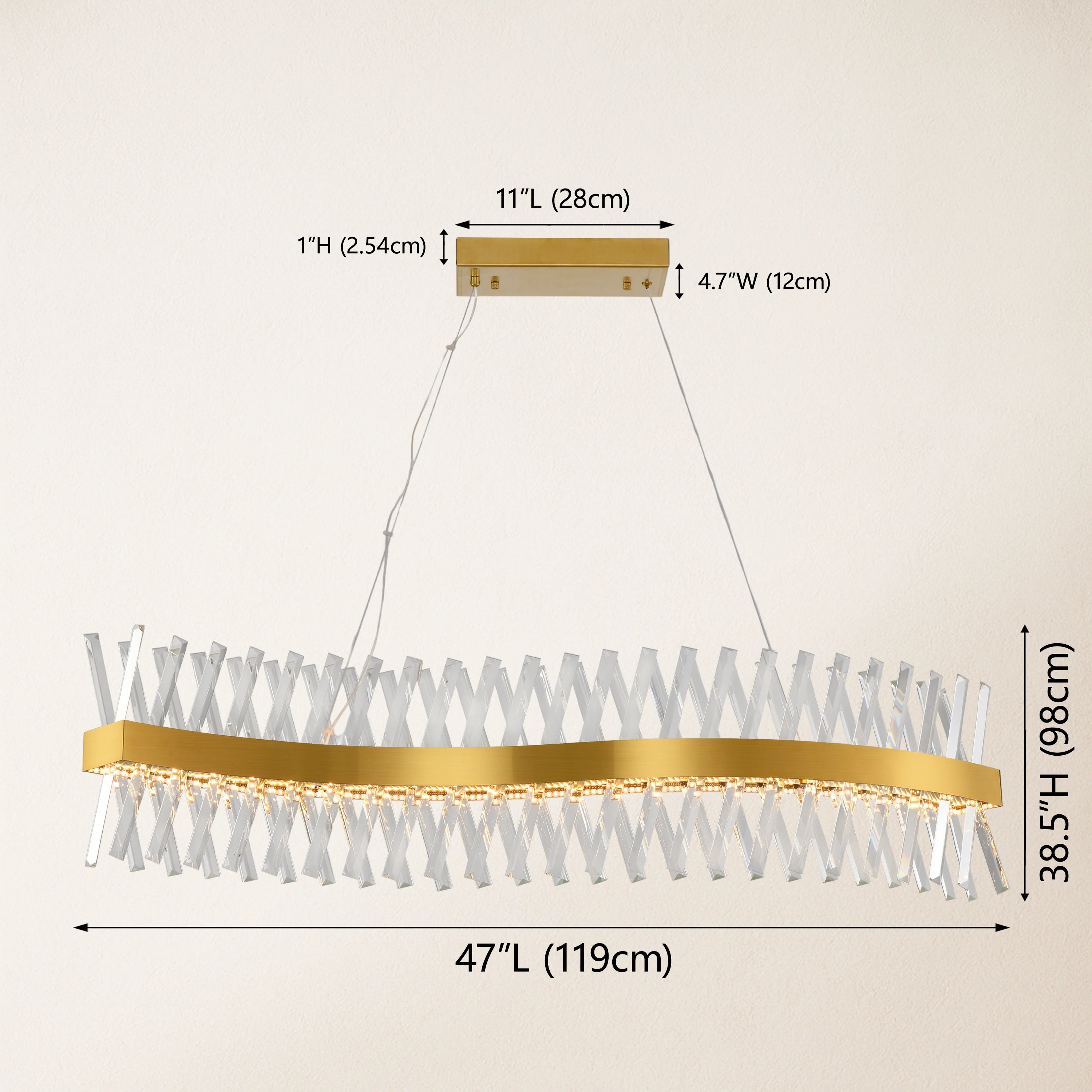 Vetro Prism Crystal Rectangular Chandelier 47"W