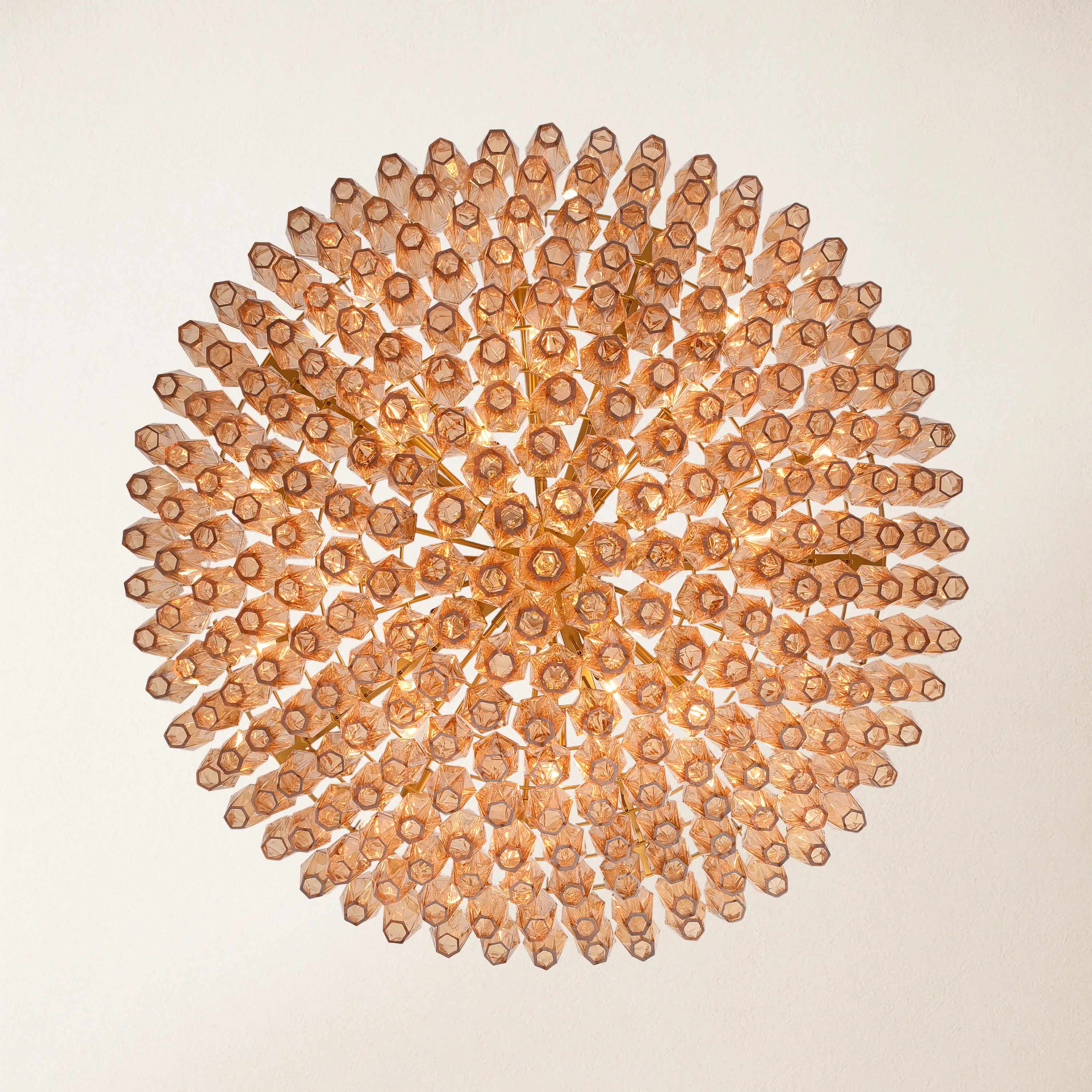 Celestial Drop Round Crystal Glass Chandelier 48"D