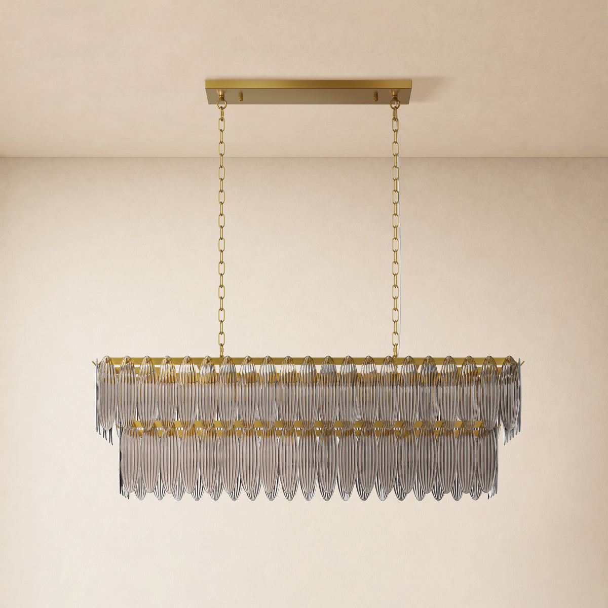 Ardelyne Crystal Leaf Linear Chandelier 48"-60"D