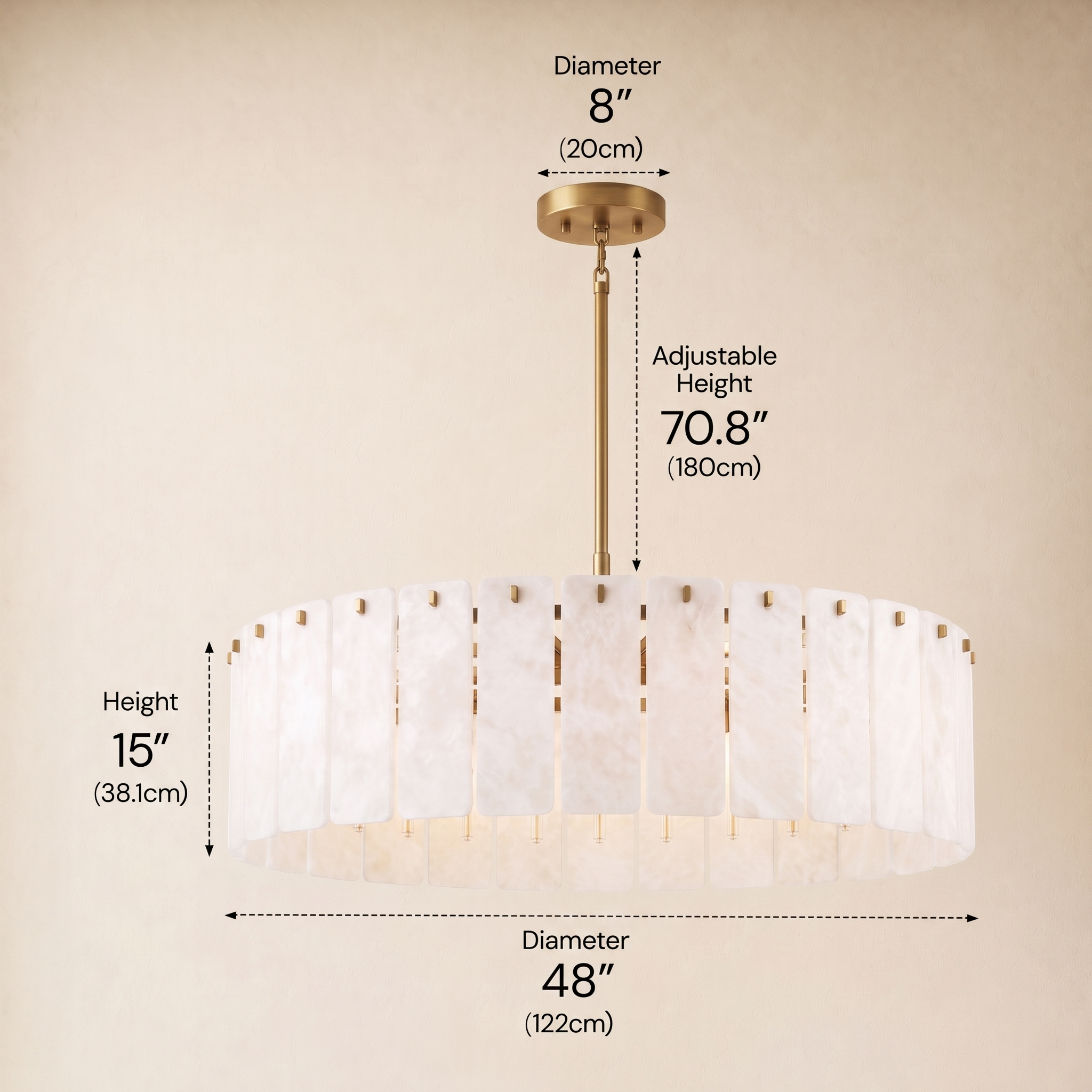 Lunara Alabaster Round Customize Chandelier 48"D 59"D