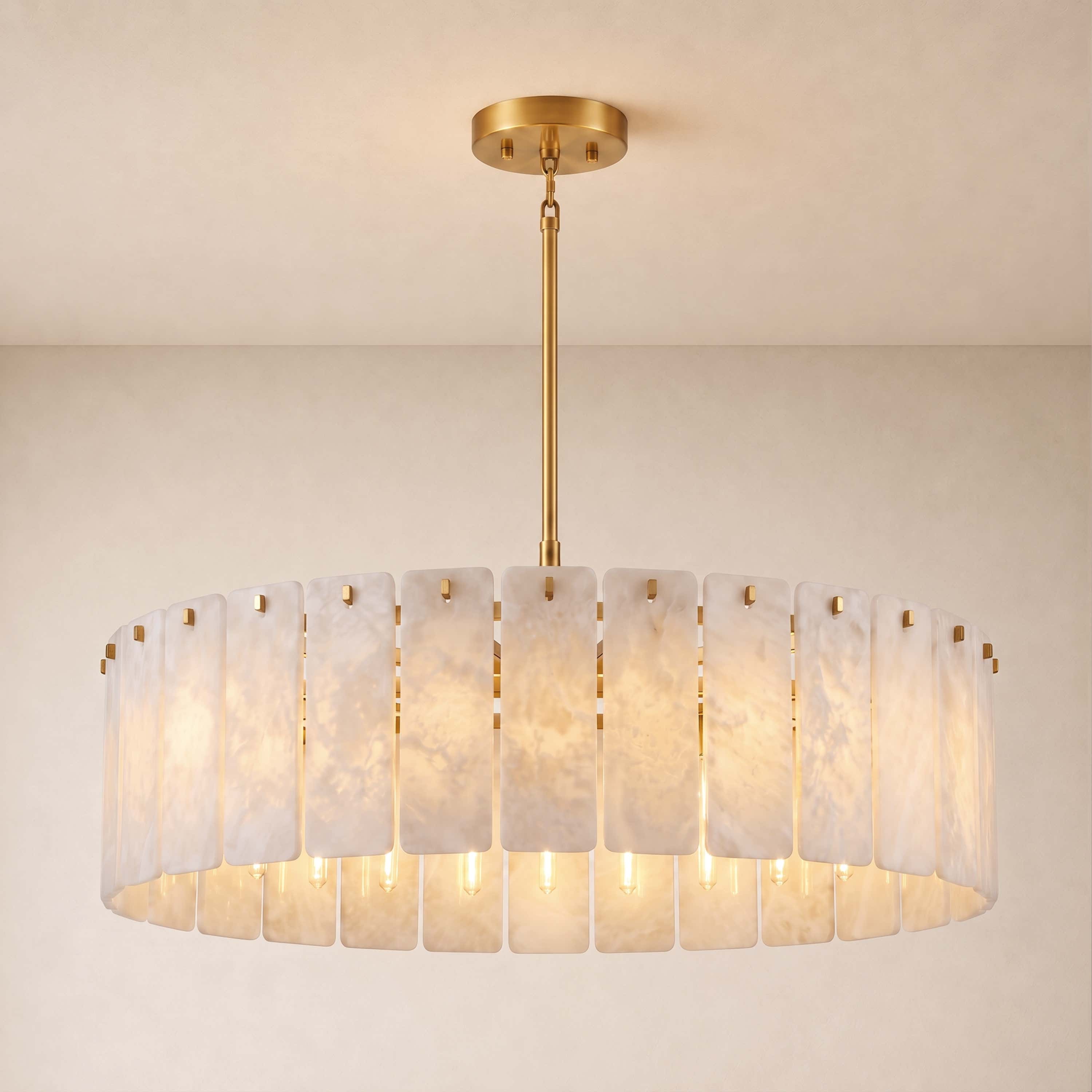Lunara Alabaster Round Customize Chandelier 48"D 59"D