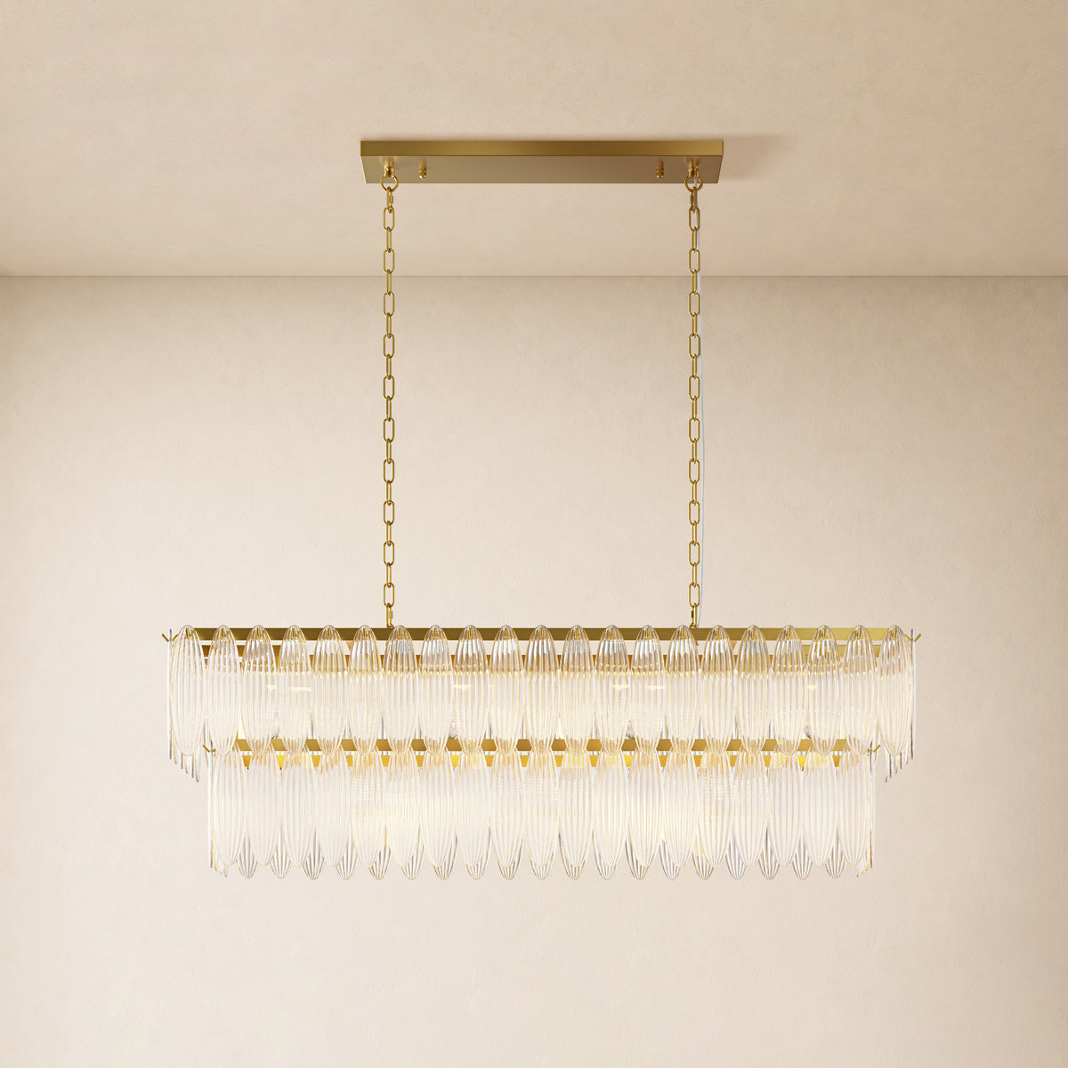 Ardelyne Crystal Leaf Linear Chandelier 48"-60"D