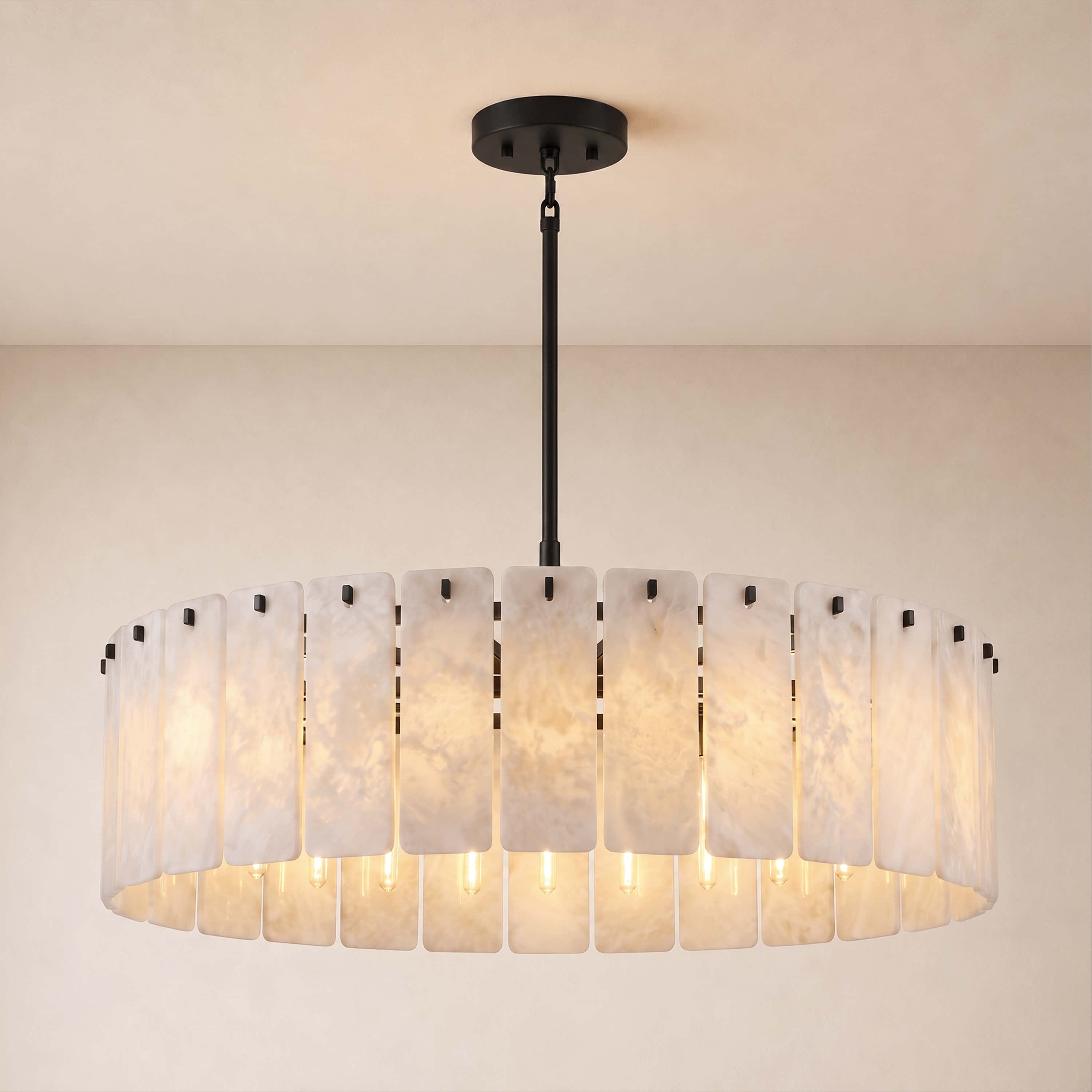 Lunara Alabaster Round Customize Chandelier 48"D 59"D