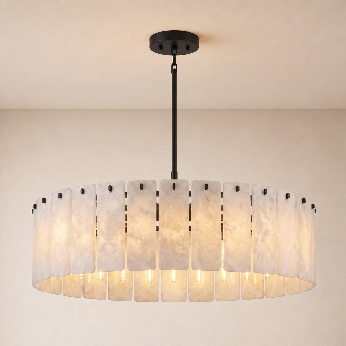 Lunara Alabaster Round Customize Chandelier 48"D 59"D
