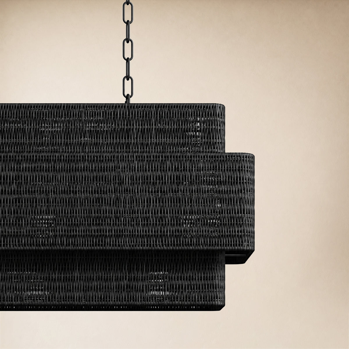 Cavana Rattan Tiered Rectangular Chandelier 48"W