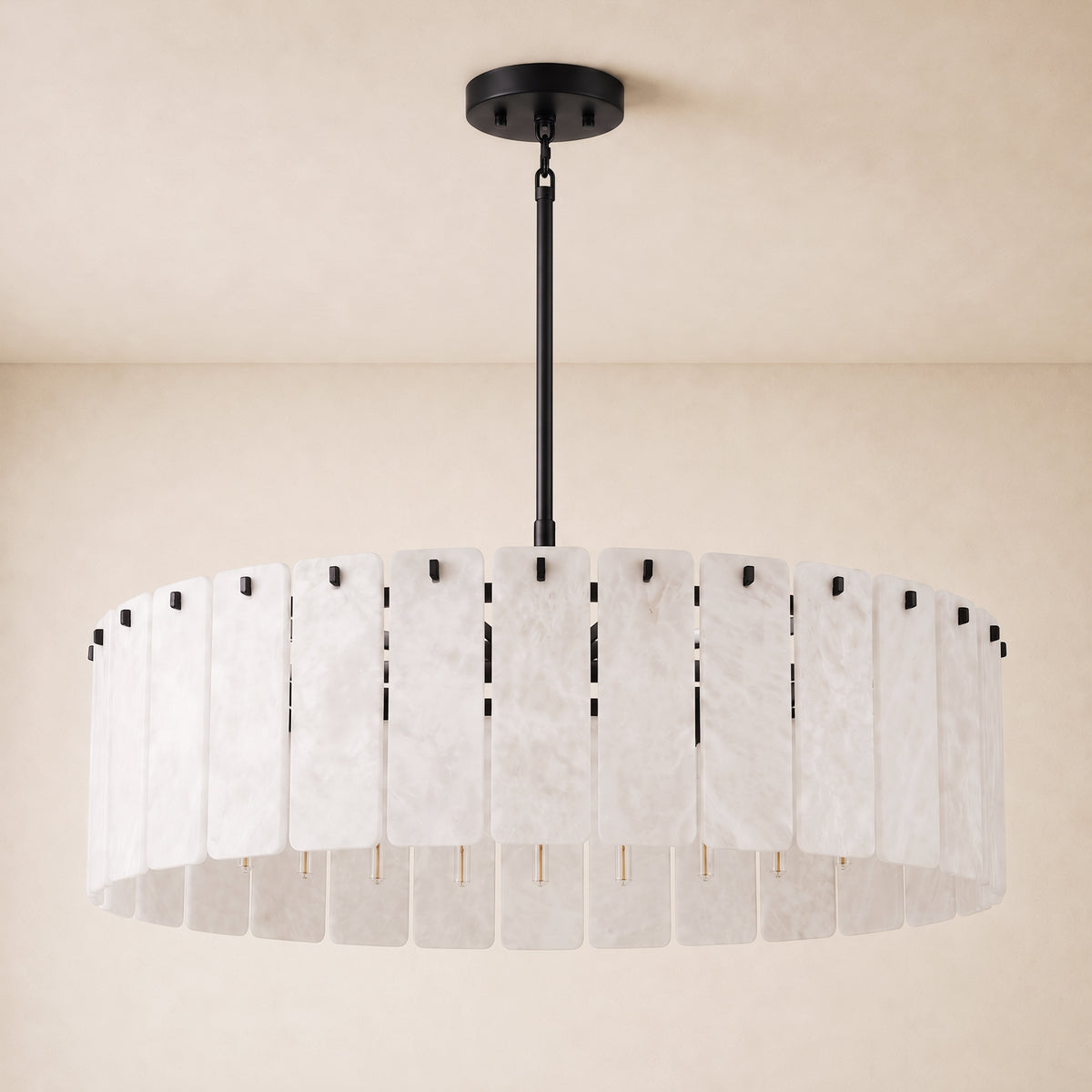 Lunara Alabaster Round Customize Chandelier 48"D 59"D
