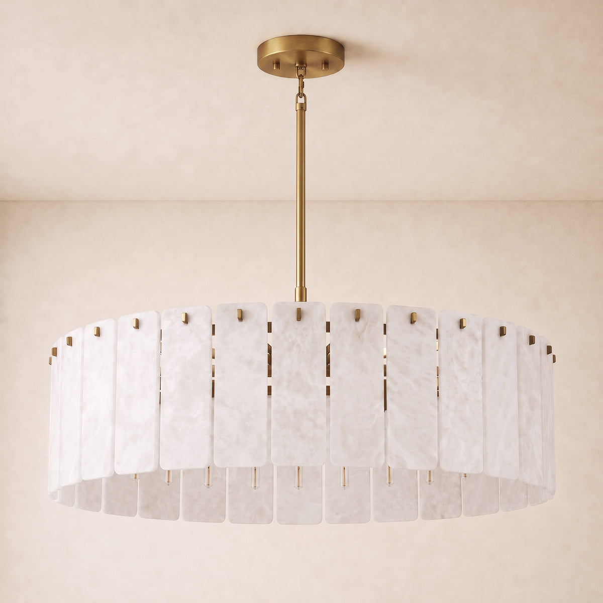 Lunara Alabaster Round Customize Chandelier 48"D 59"D