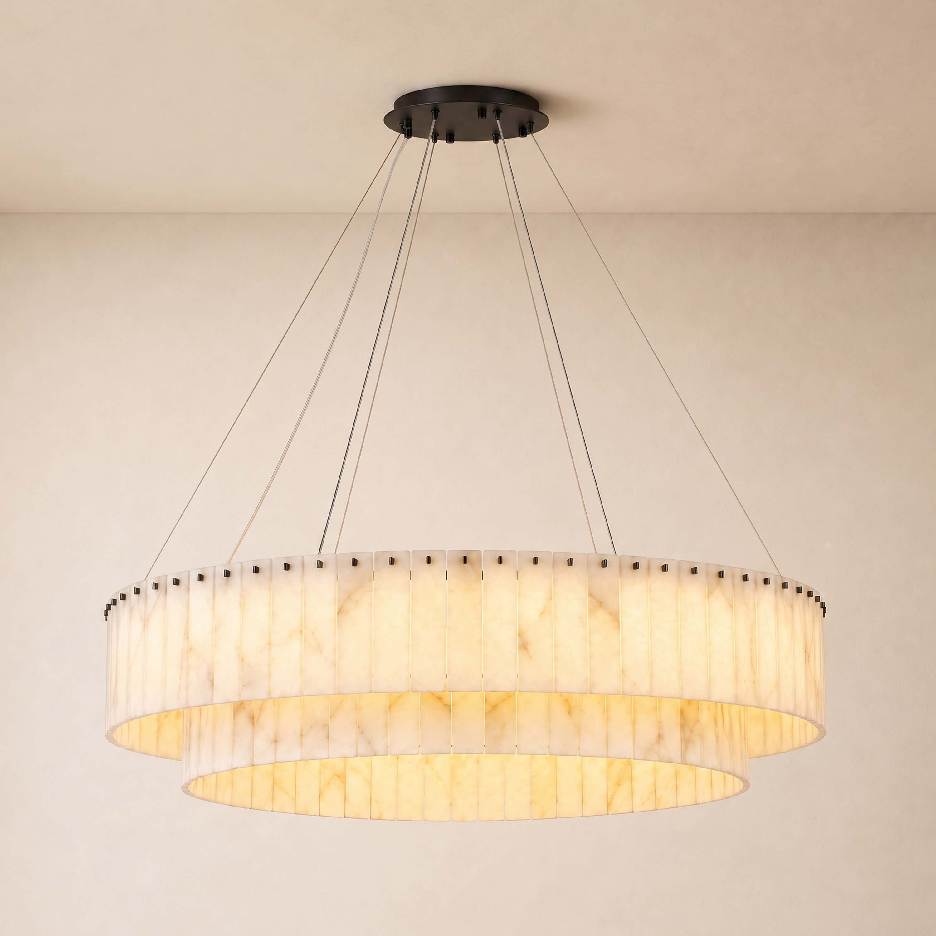 Sawyer Alabaster Custom Round Chandelier 24" 48"D