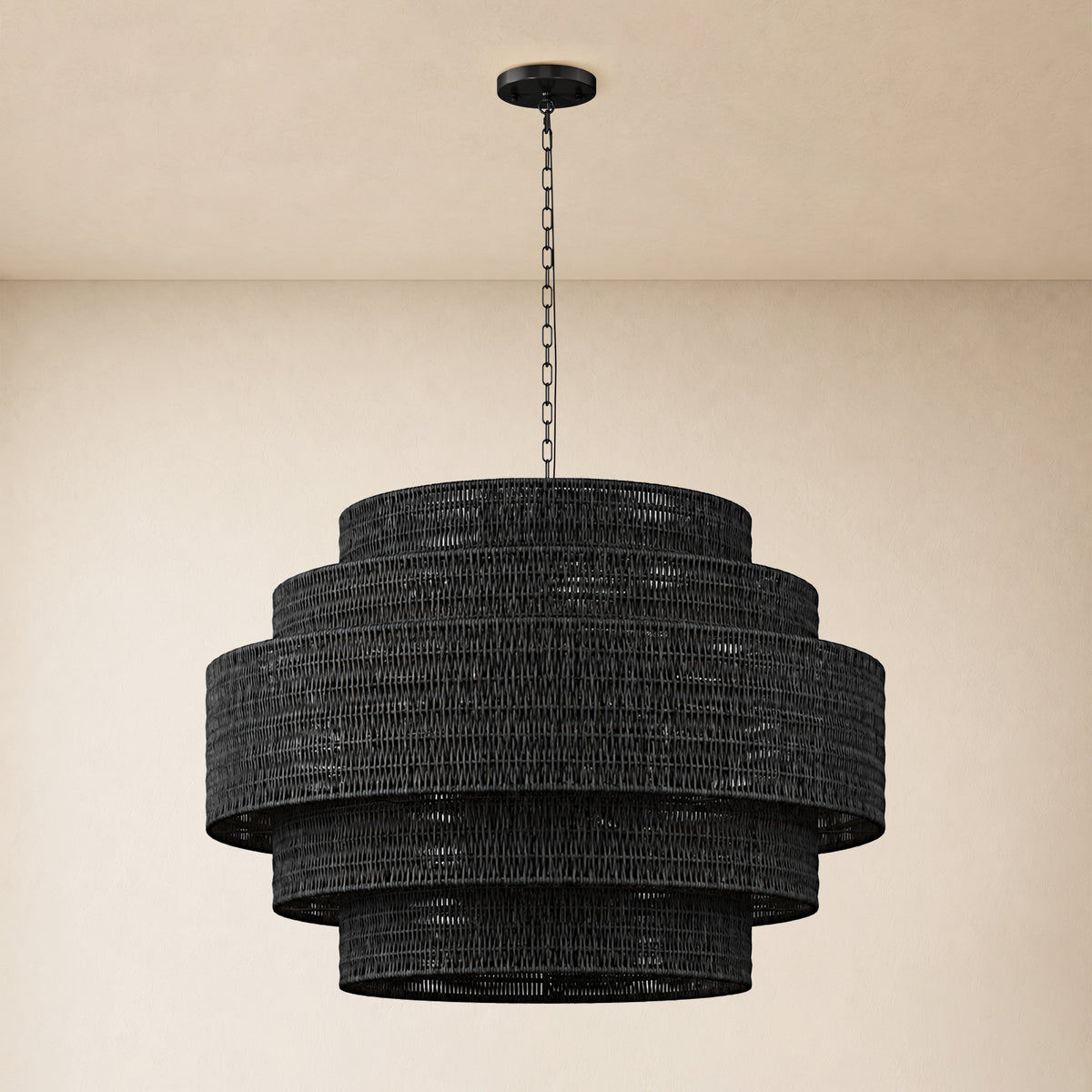 Cavana Rattan Tiered Round Chandelier 48"D