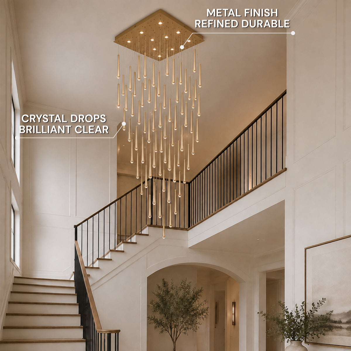 Aurelyn Crystal Square Chandelier 48"D
