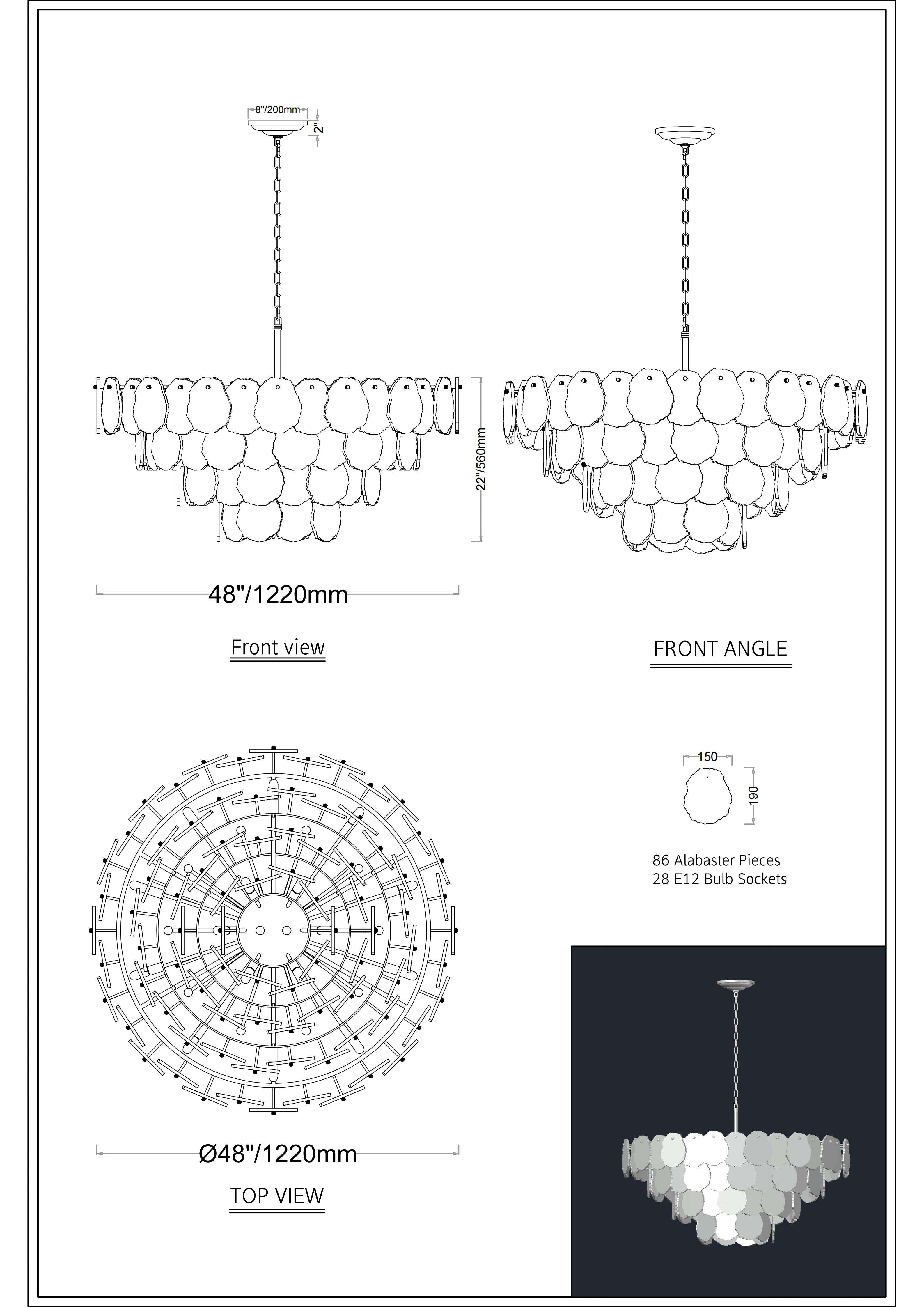 Moira Alabaster Multi-Tier Round Chandelier 48"D