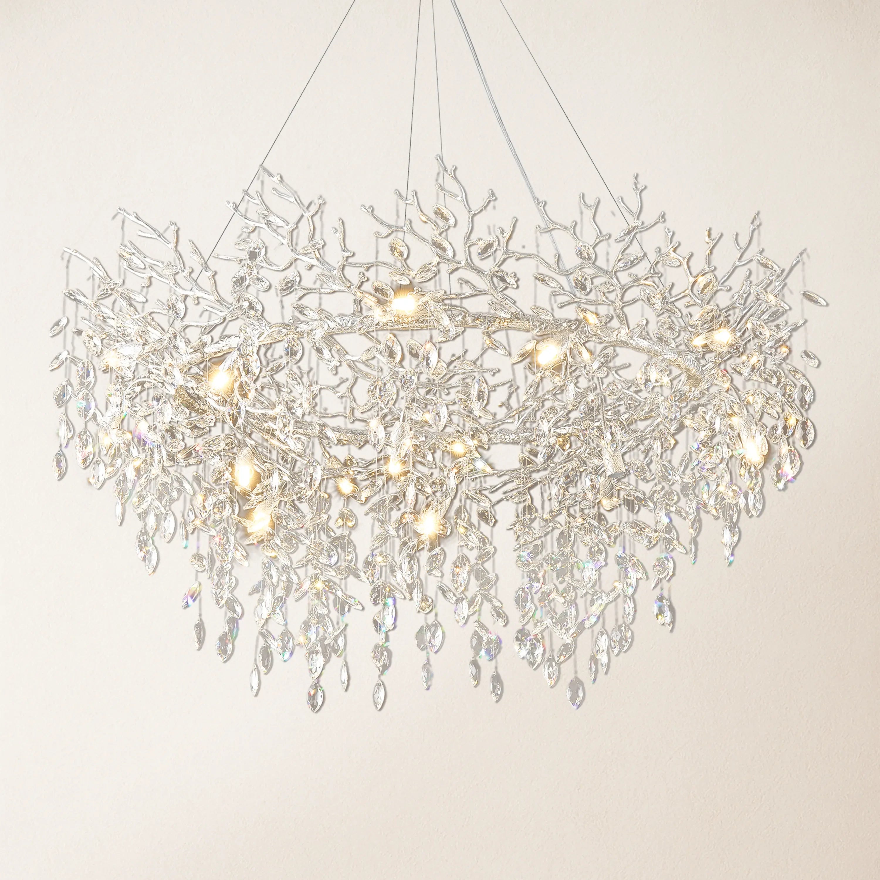 Frostleaf Crystal Branch Halo Chandelier 48"D