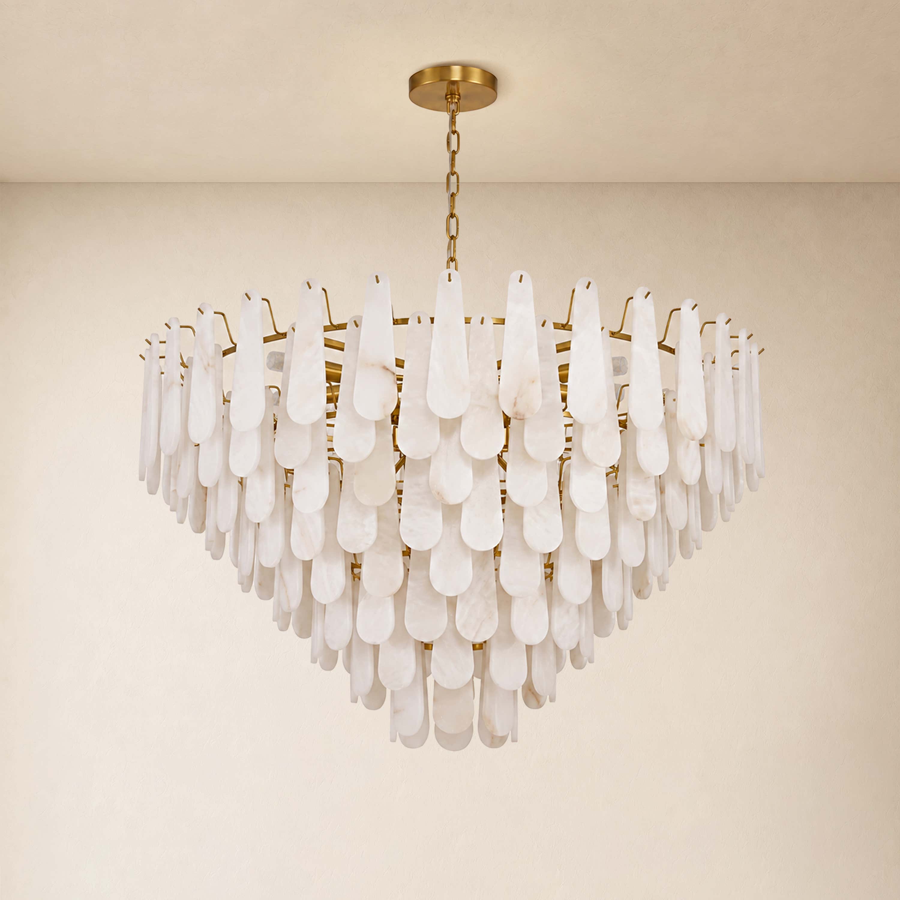 Caldera Alabaster Custom Round Chandelier 48"D 58"D