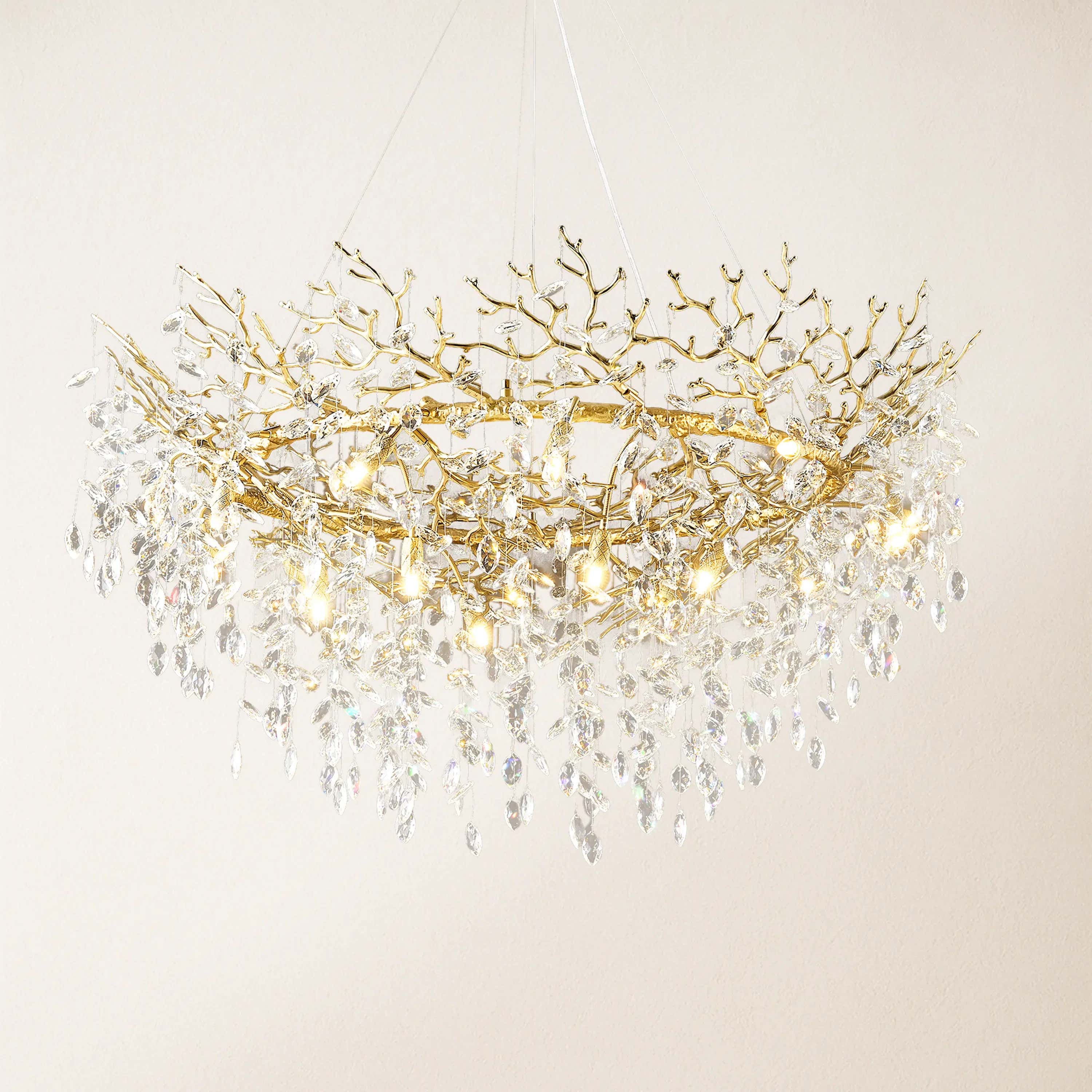 Frostleaf Crystal Branch Halo Chandelier 47"D