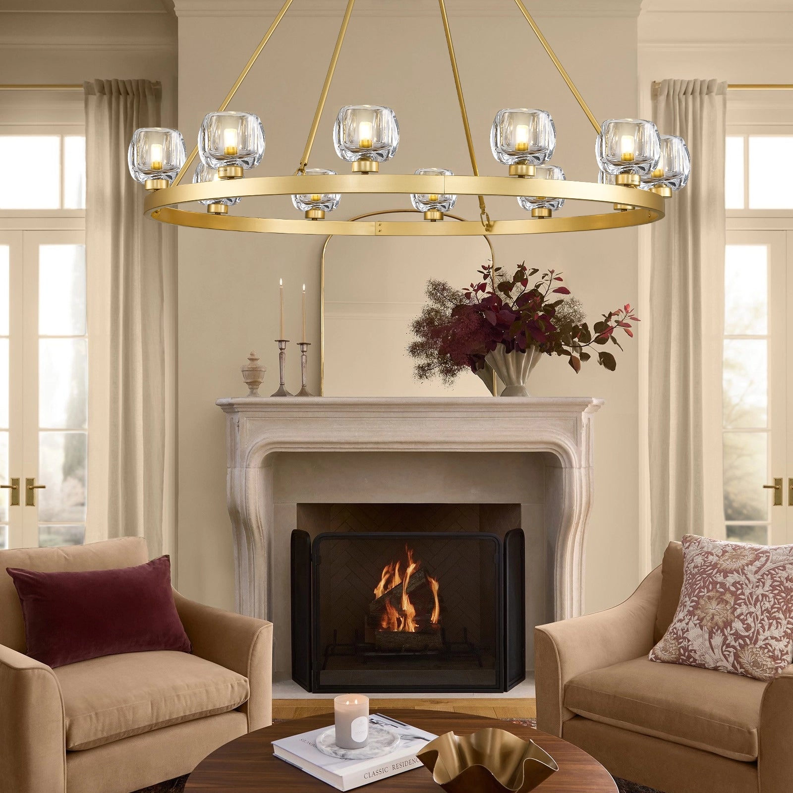 Vellum Round Chandelier 48"D