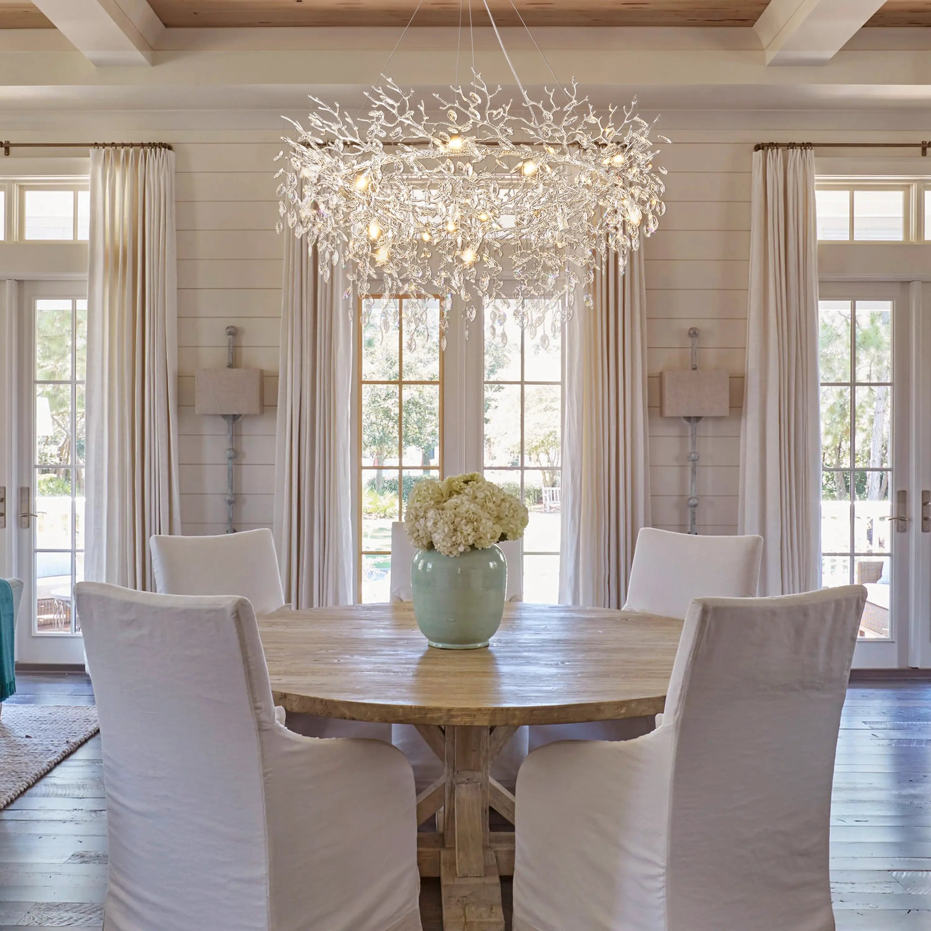 Frostleaf Crystal Branch Halo Chandelier 48"D