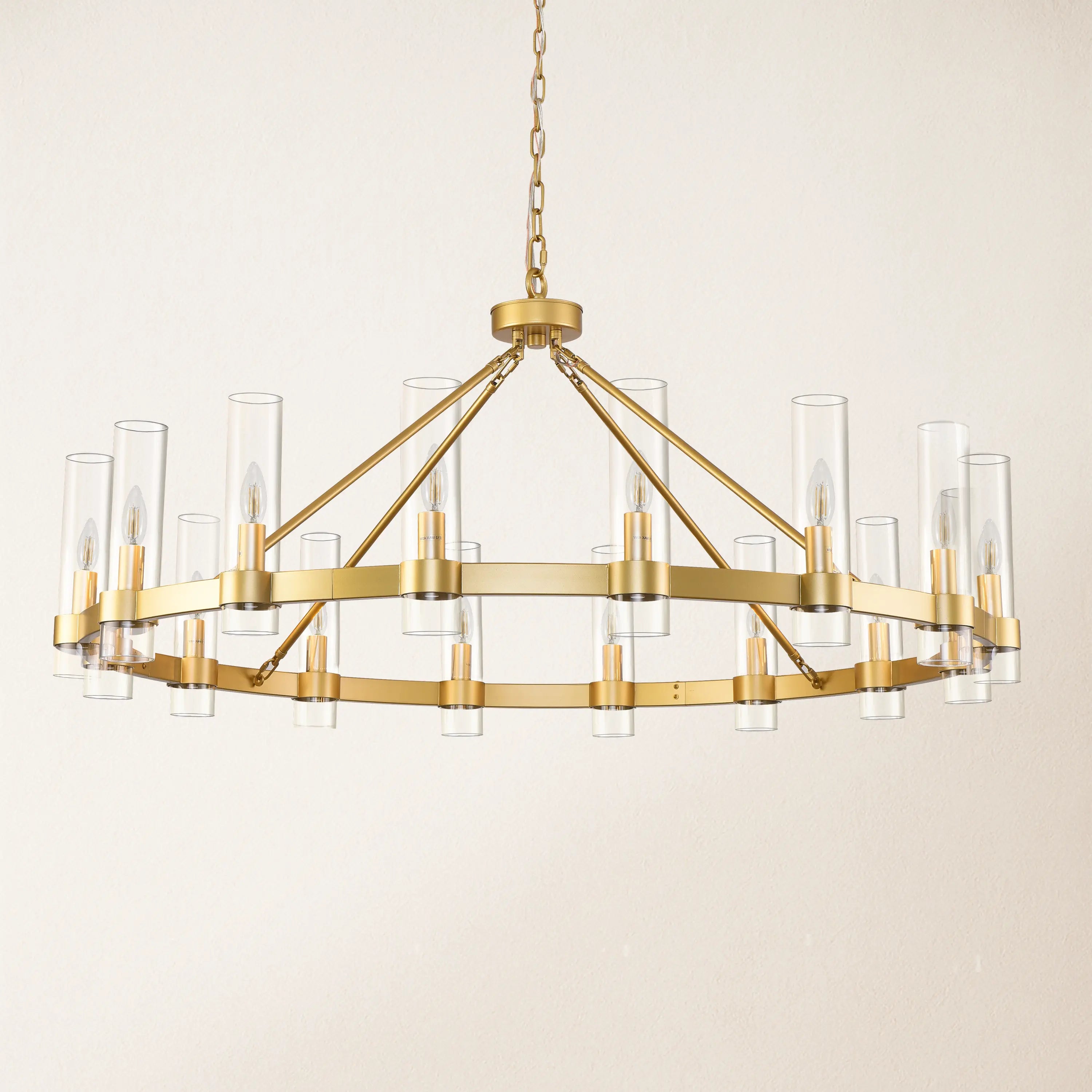 Cylora Glass Tube Round Chain Chandelier 48"