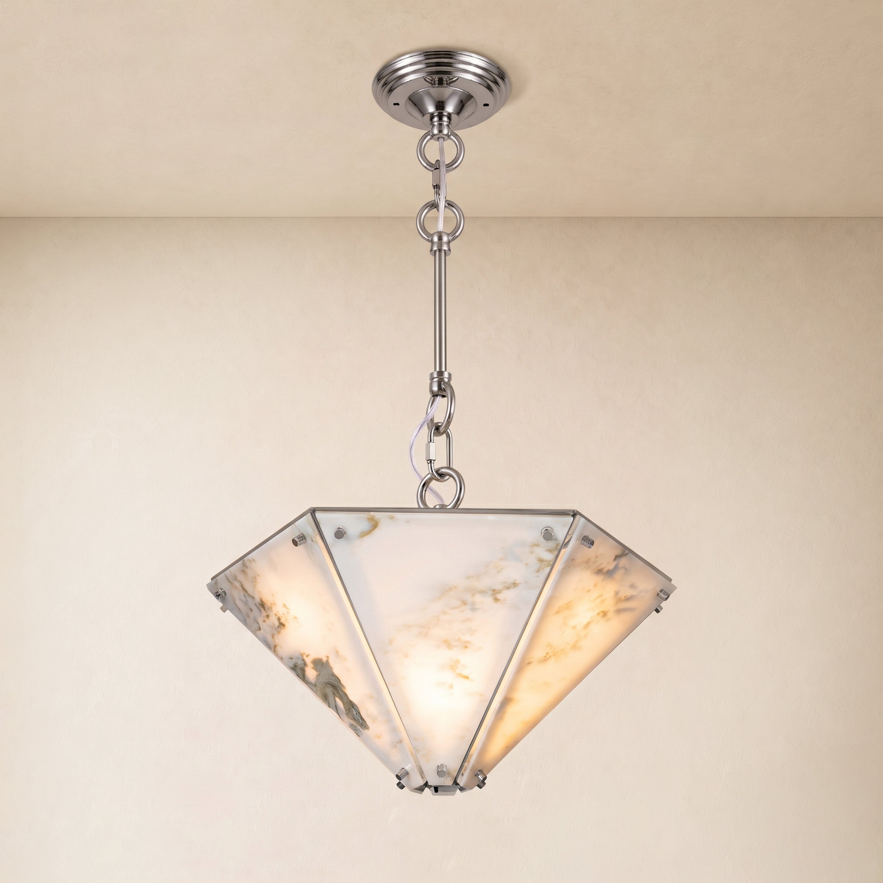 Pietra White Marble Hexagonal Lantern Pendant 15.7"D