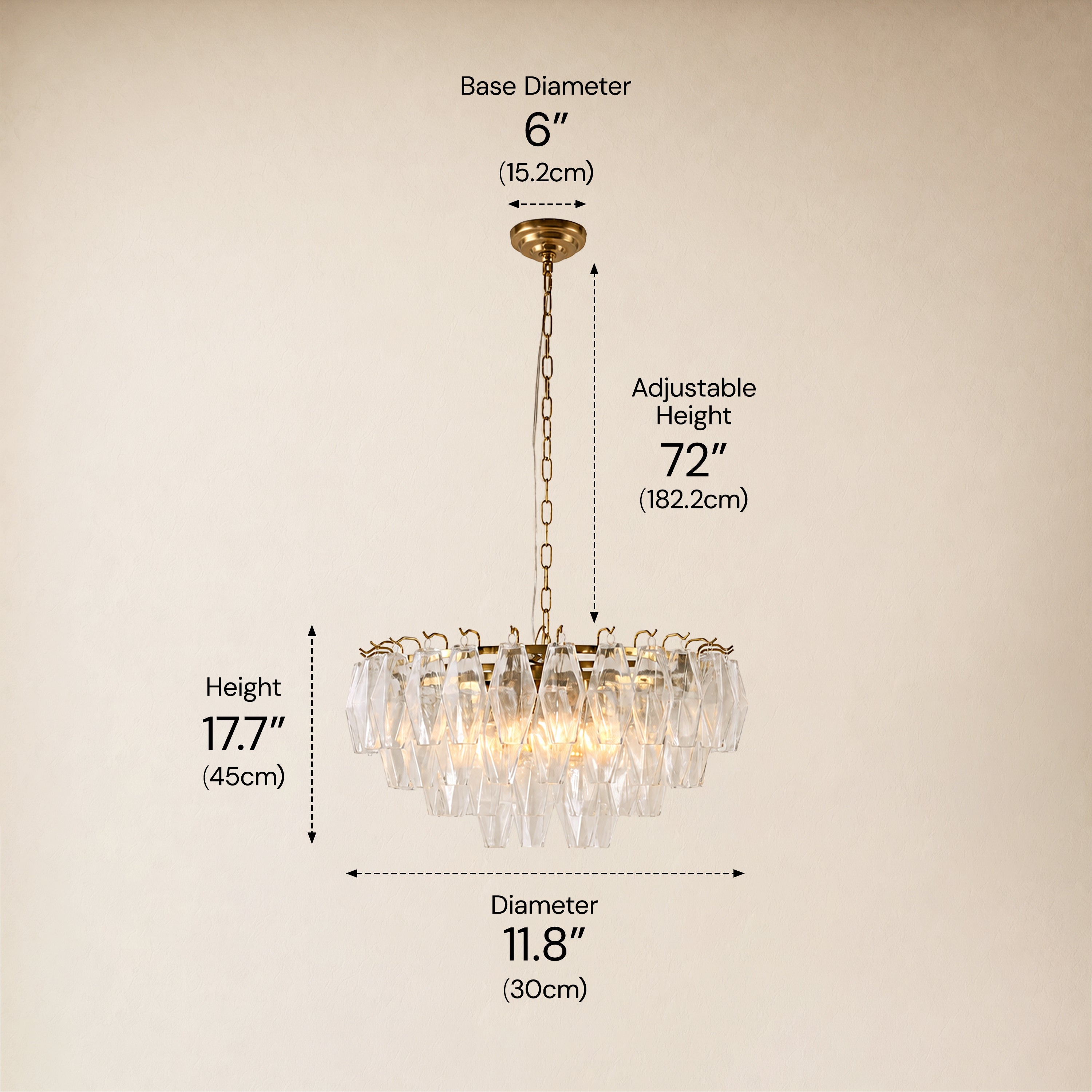 Celestial Drop Glass Round Chandelier 11.8"D