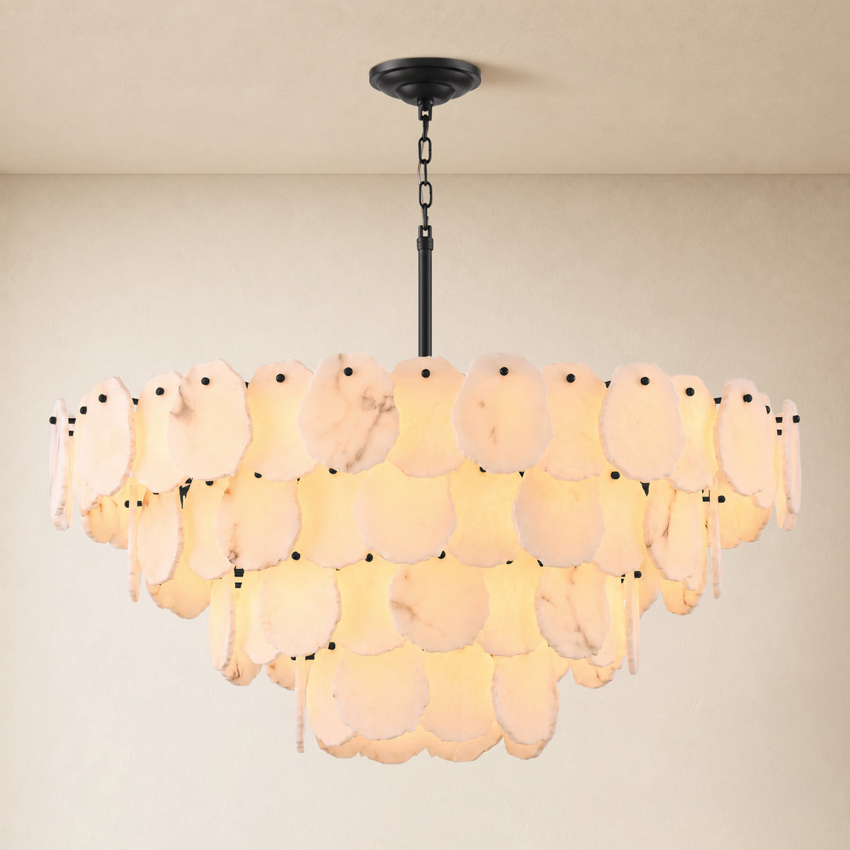 Moira Alabaster Multi-Tier Round Chandelier 48"D