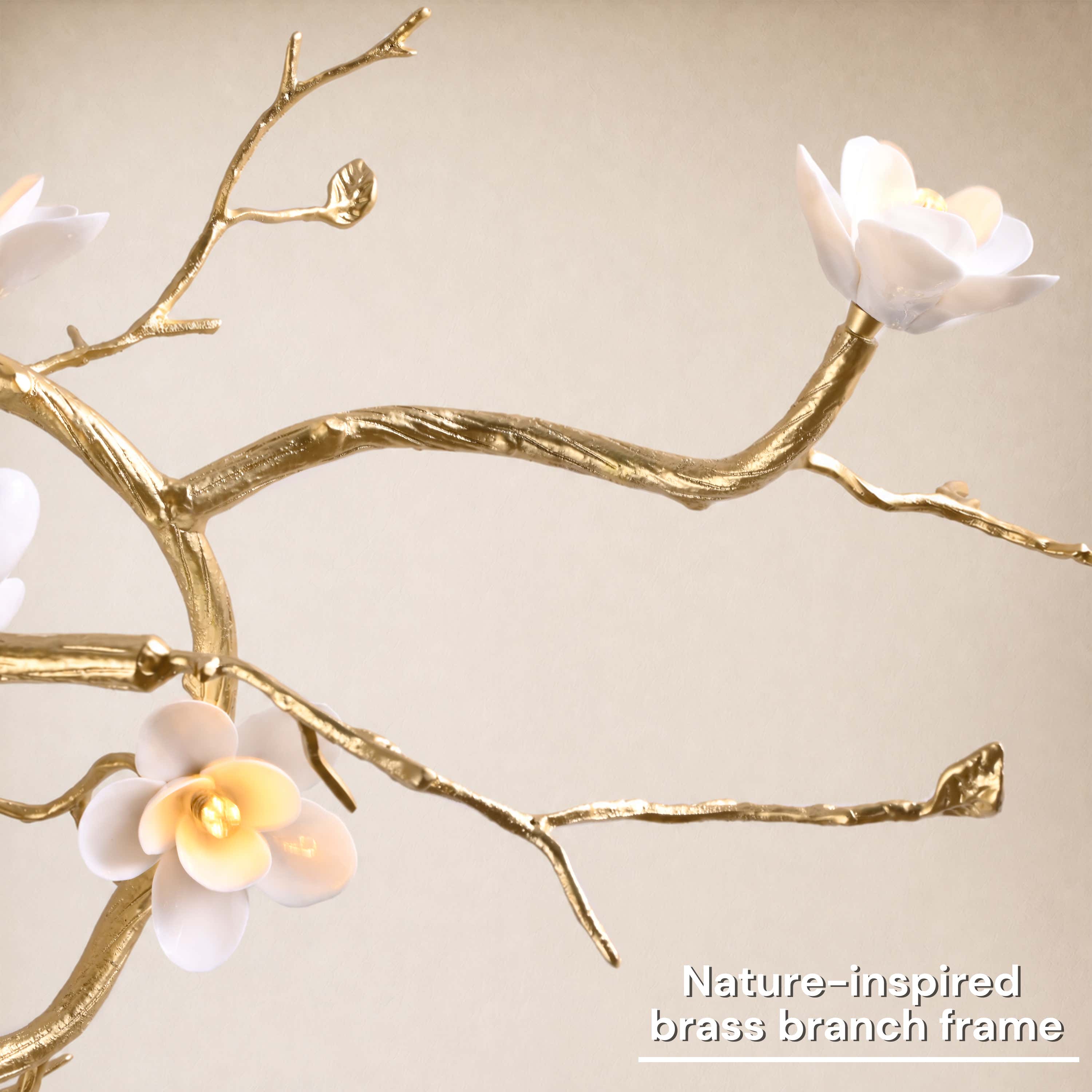 Floravine Ceramic Floral Branch Chandelier 47.2"W