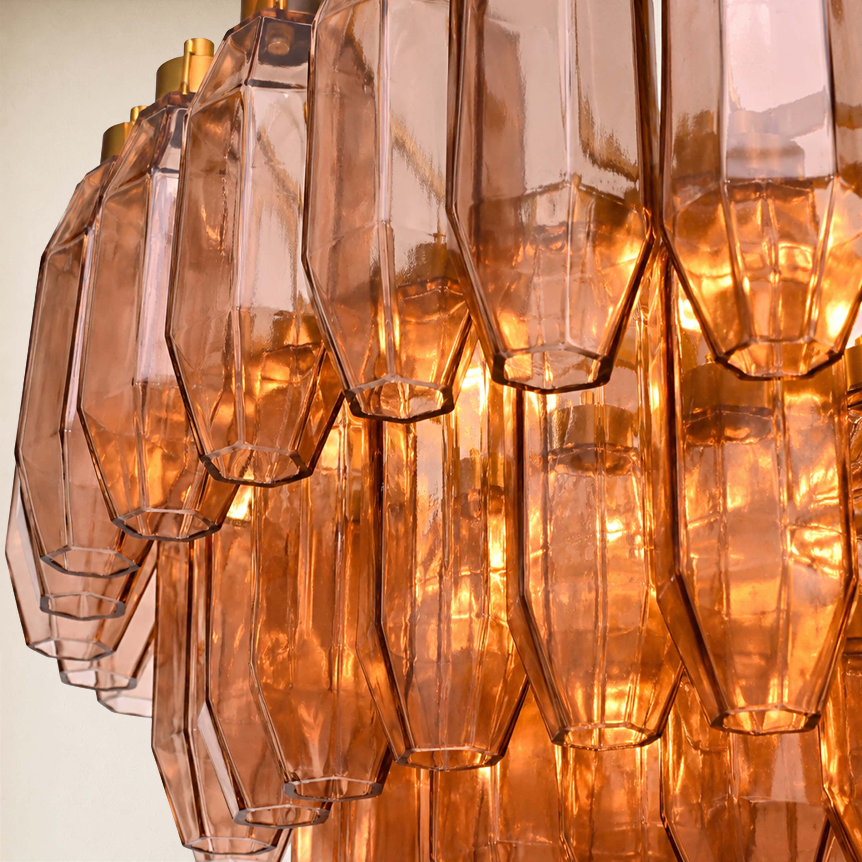 Aurembra Amber Glass Round Chandelier 35.4"D