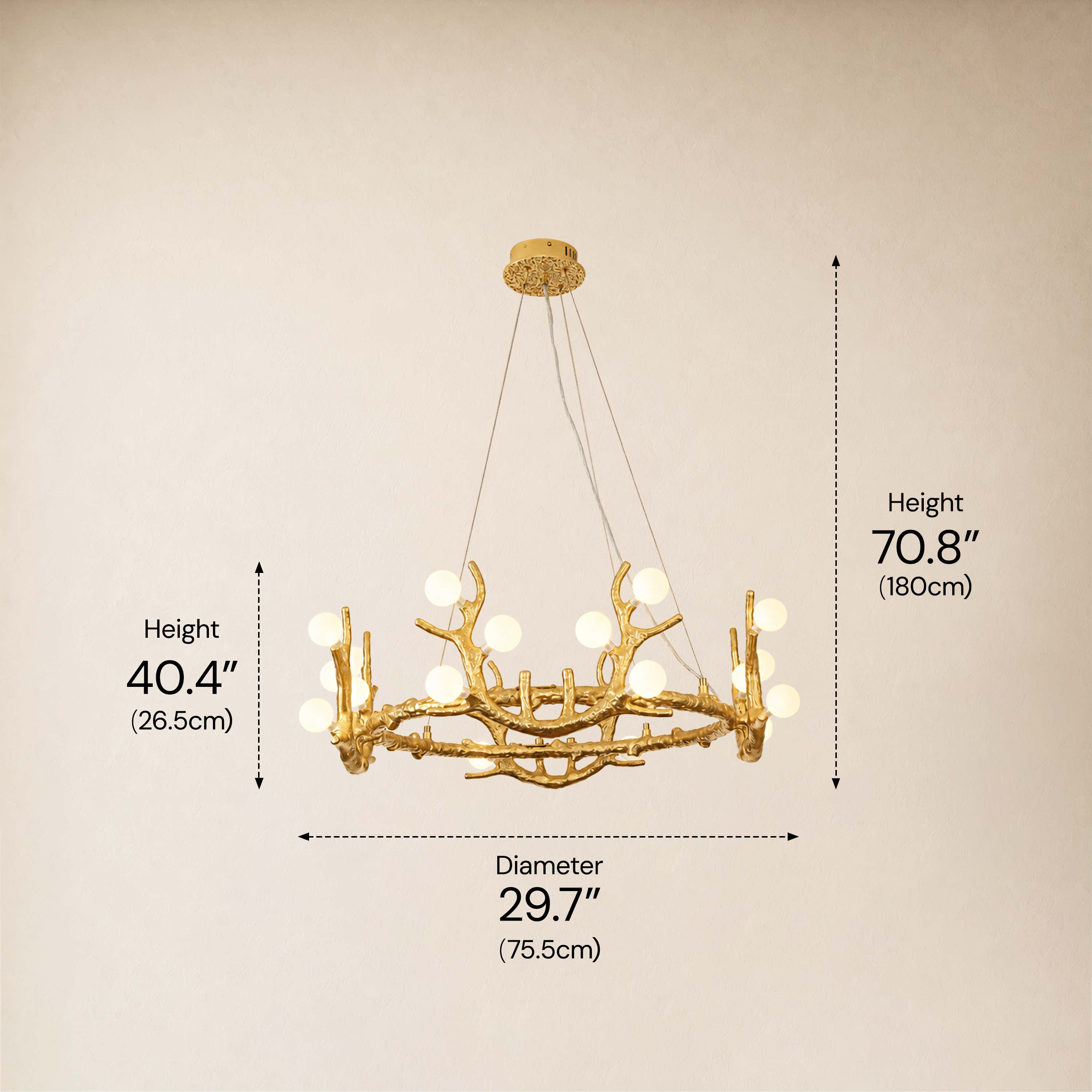 Cervia Antler Branch Chandelier 30"D