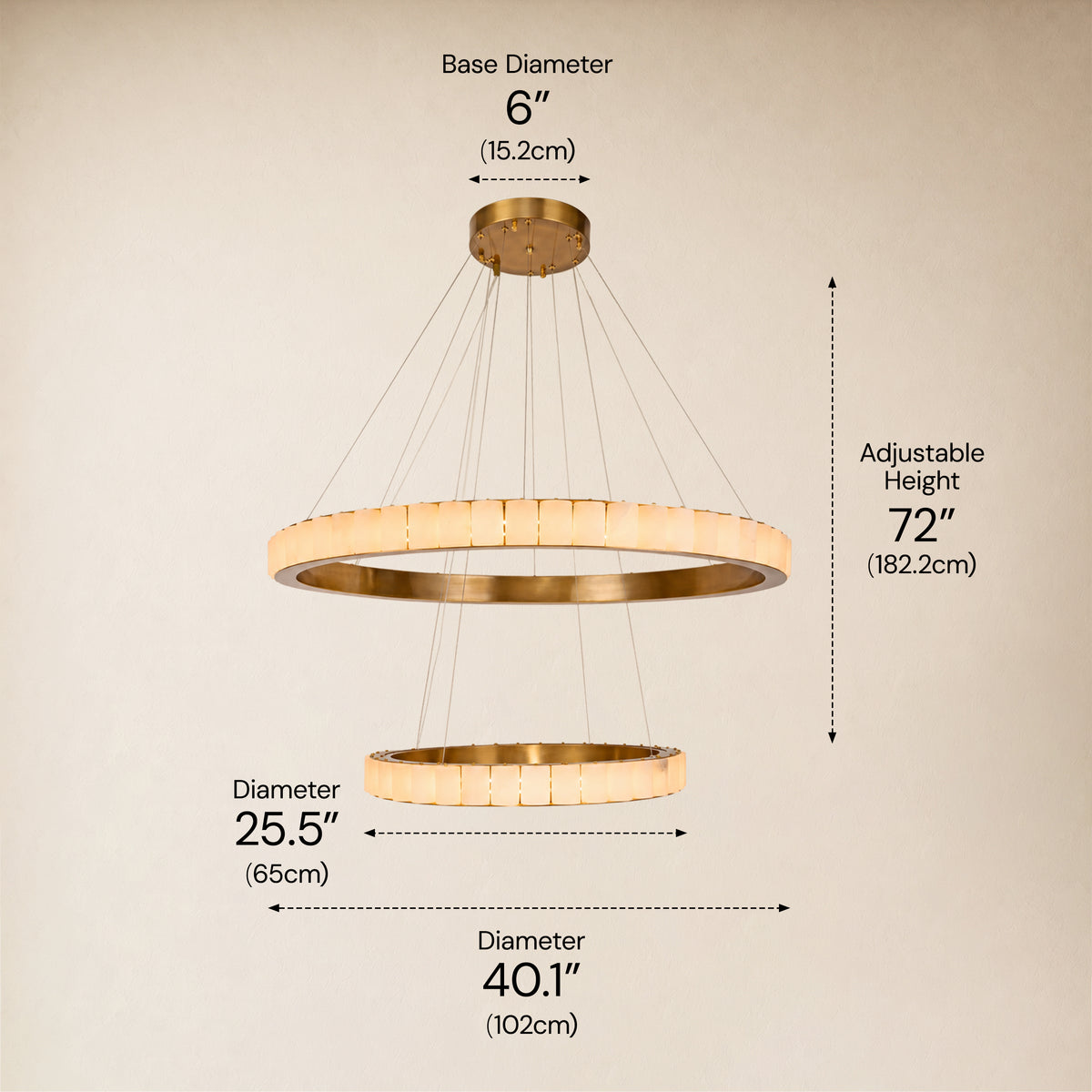 Celestine Alabaster 2-Tier Round Chandelier 40.1"D