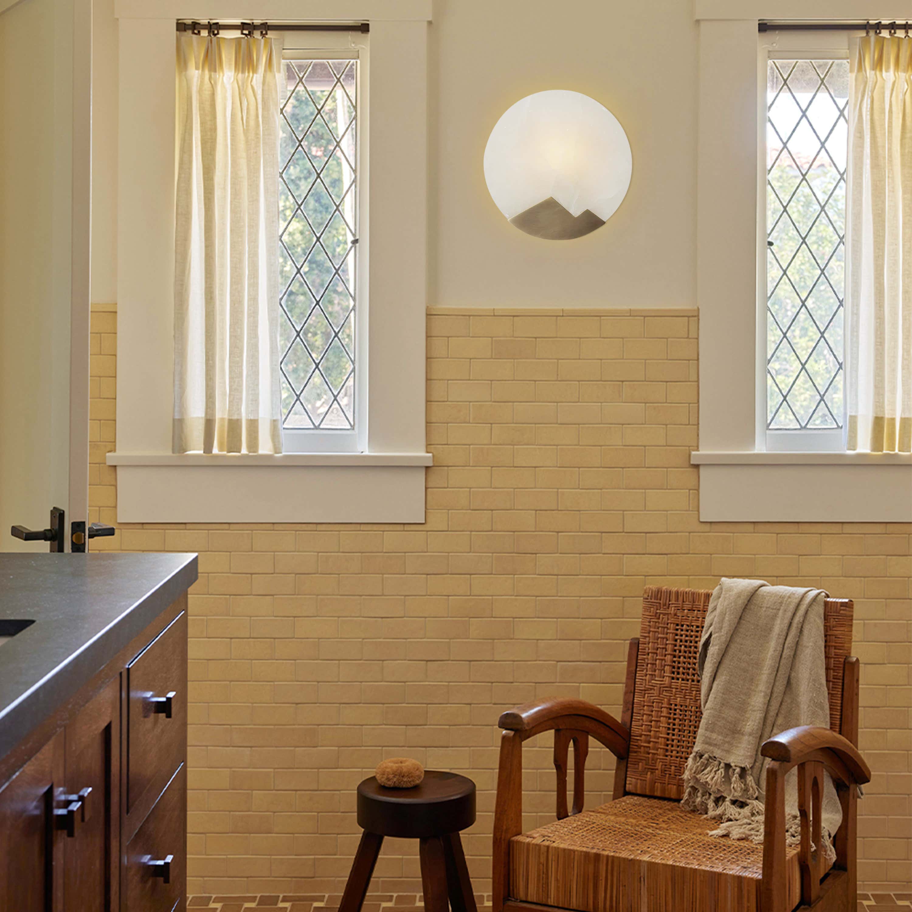 Egwent Alabaster Brass Sconce 8"D