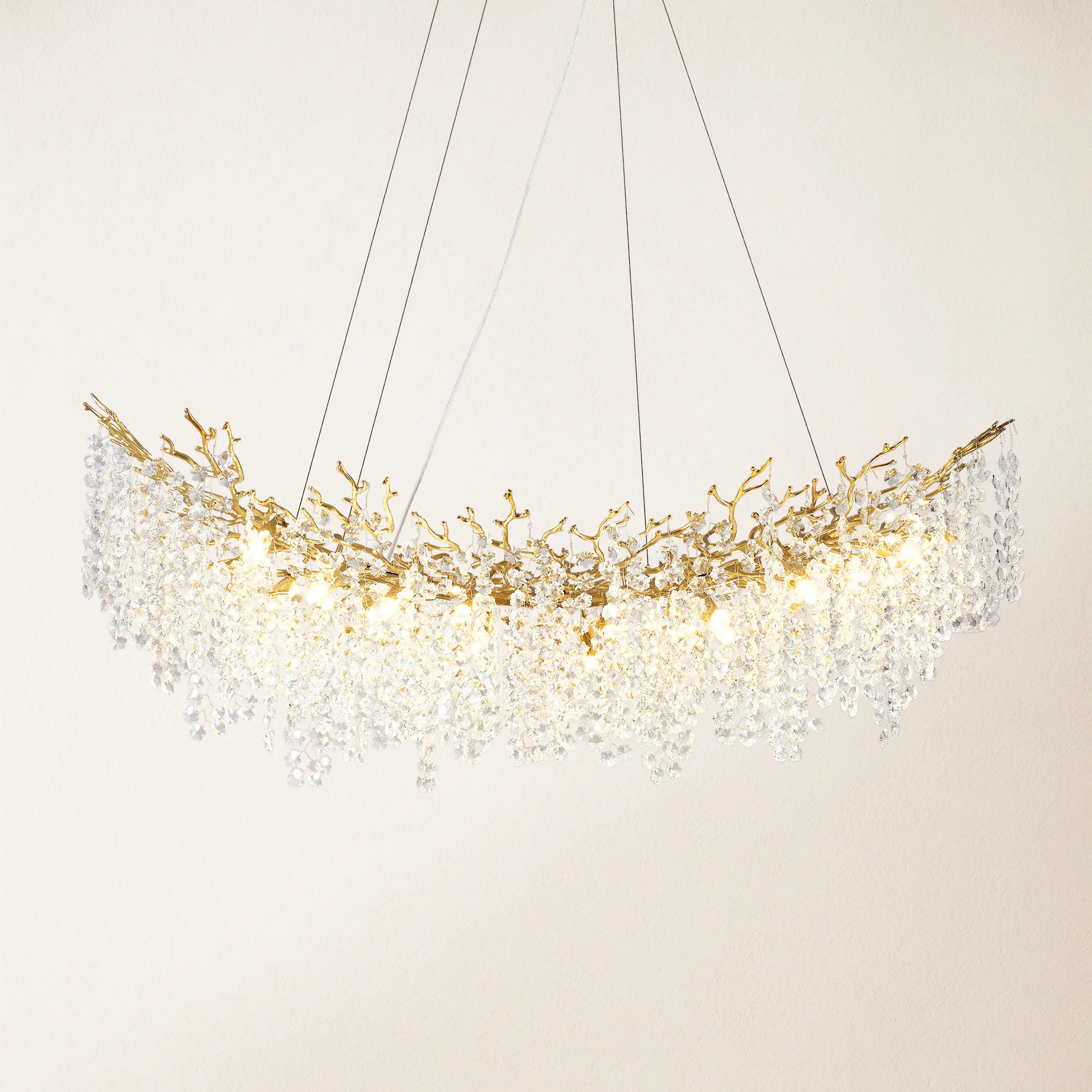 Lustre Branches Crystal Rectangular Chandelier 55"W